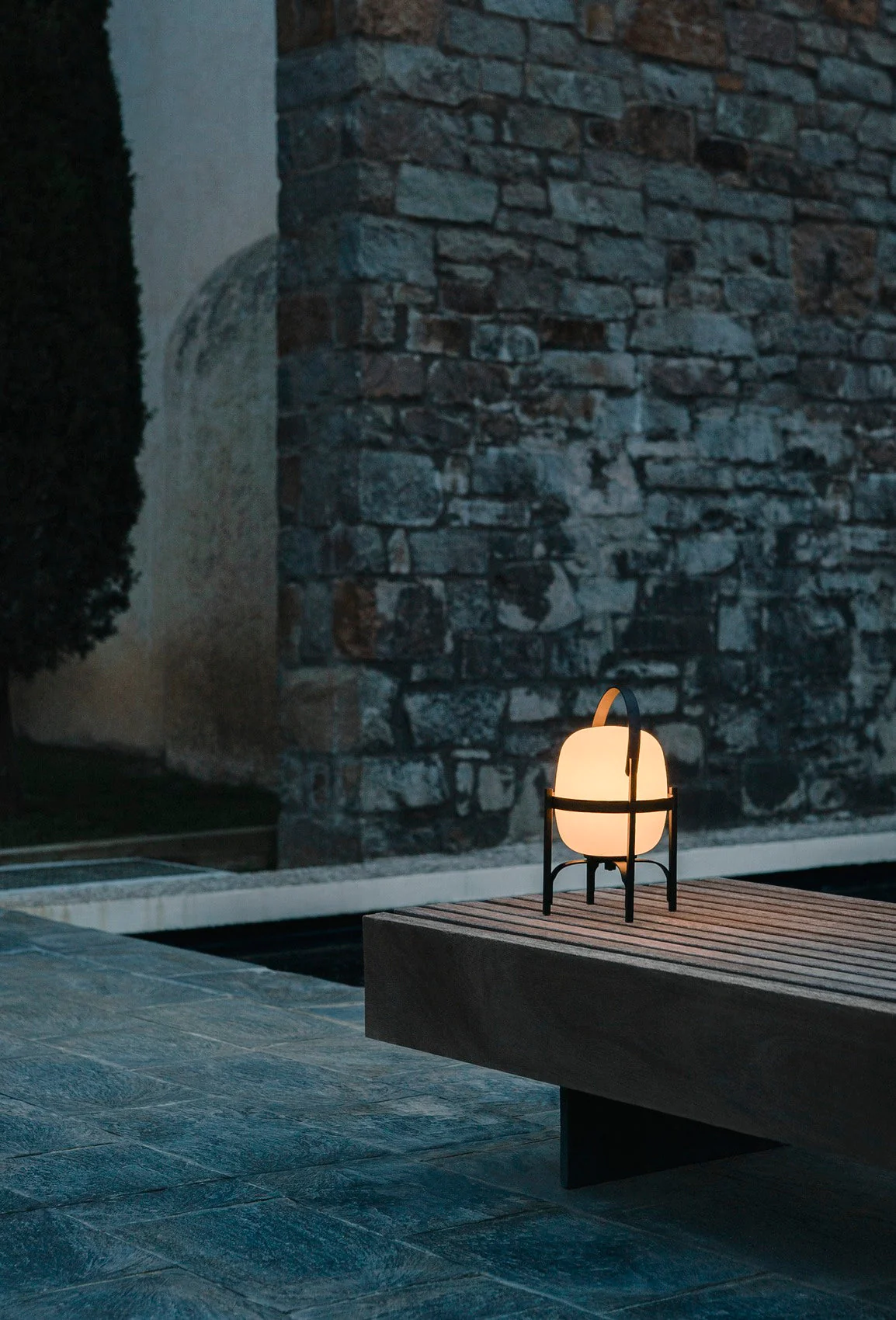 Cestita Bateria Portable Lamp, White Opal Glass Lampshade