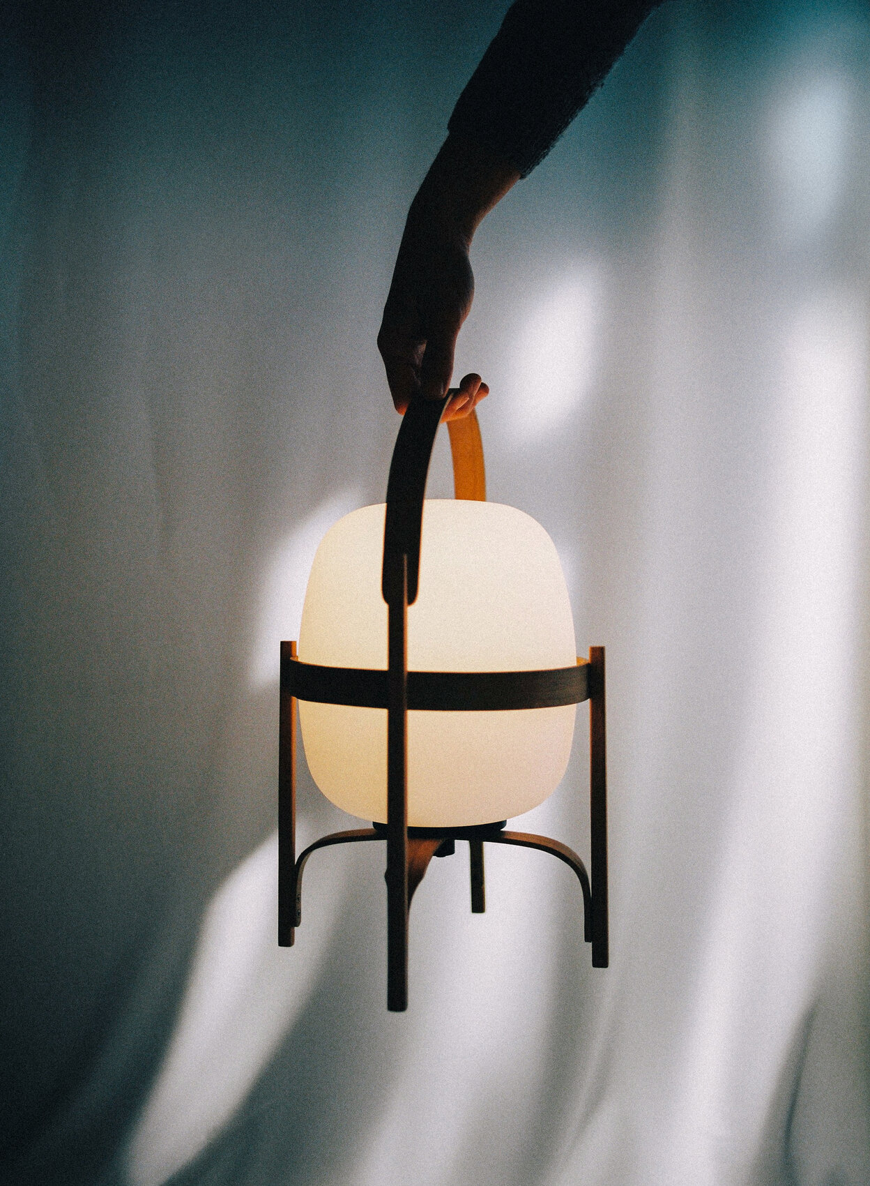 Cestita Bateria Portable Lamp, White Opal Glass Lampshade