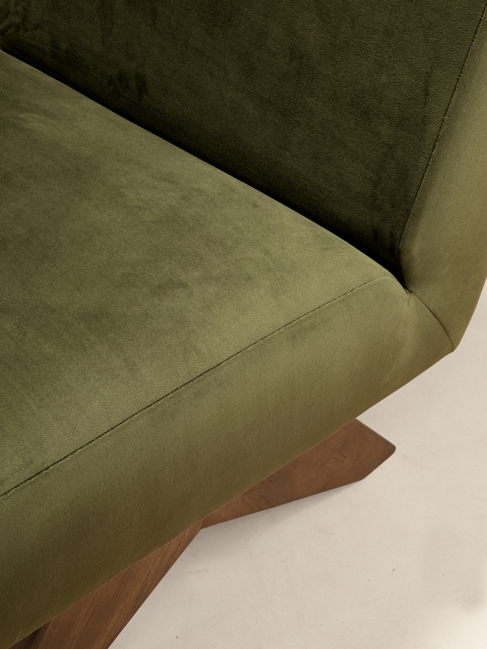 Upholstered Armless Chair, Natural Teak / Dark Stained Teak