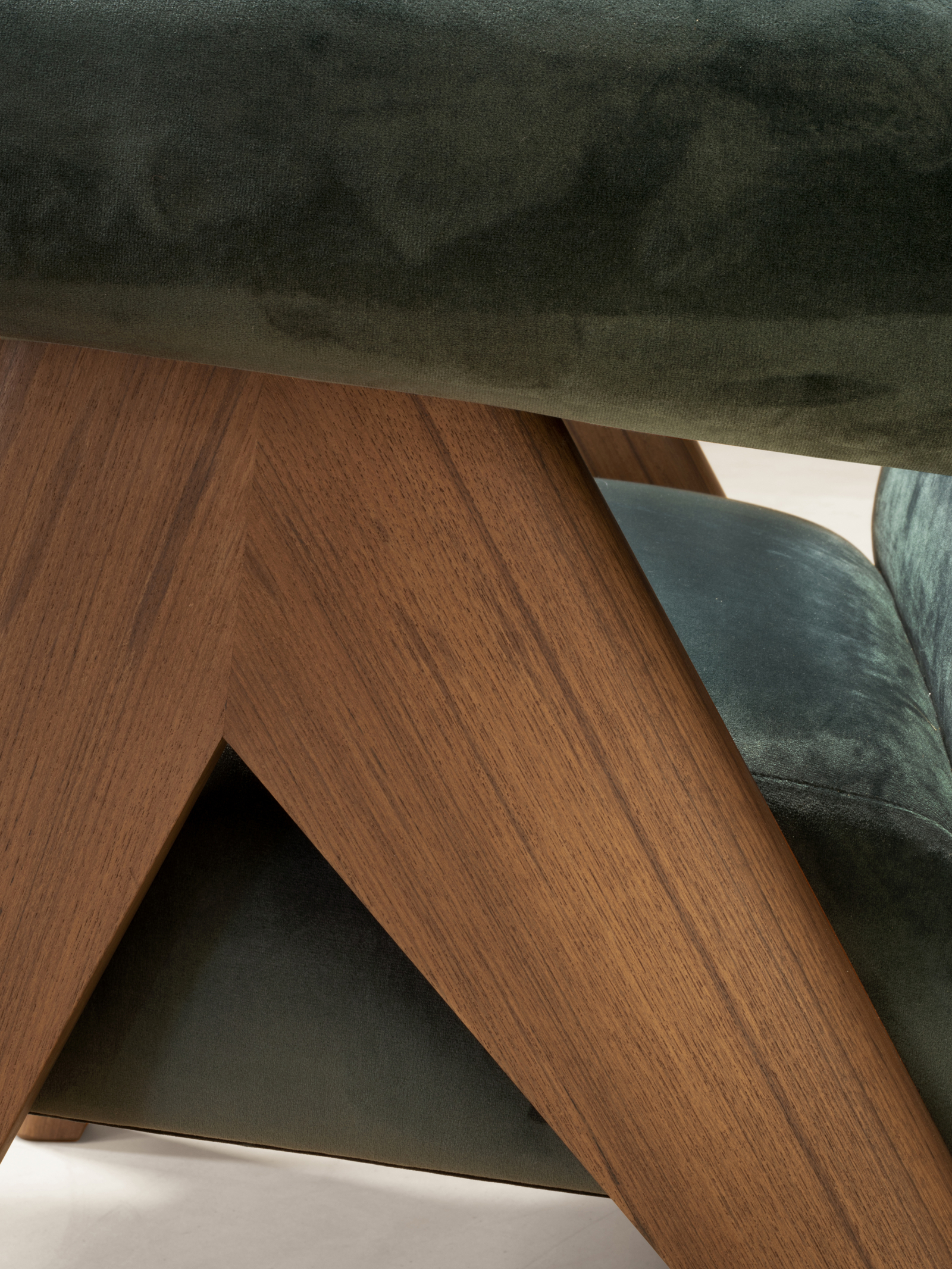 Upholstered Easy Armchair, Natural Teak / Dark Stained Teak