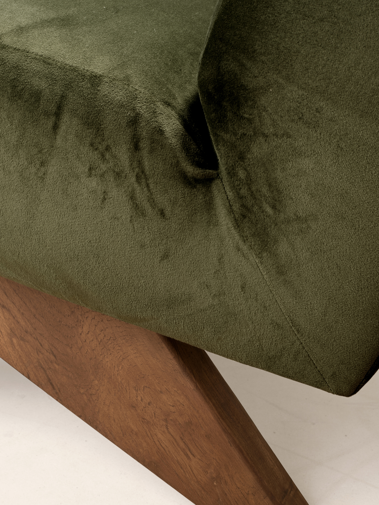 Upholstered Armless Chair, Natural Teak / Dark Stained Teak