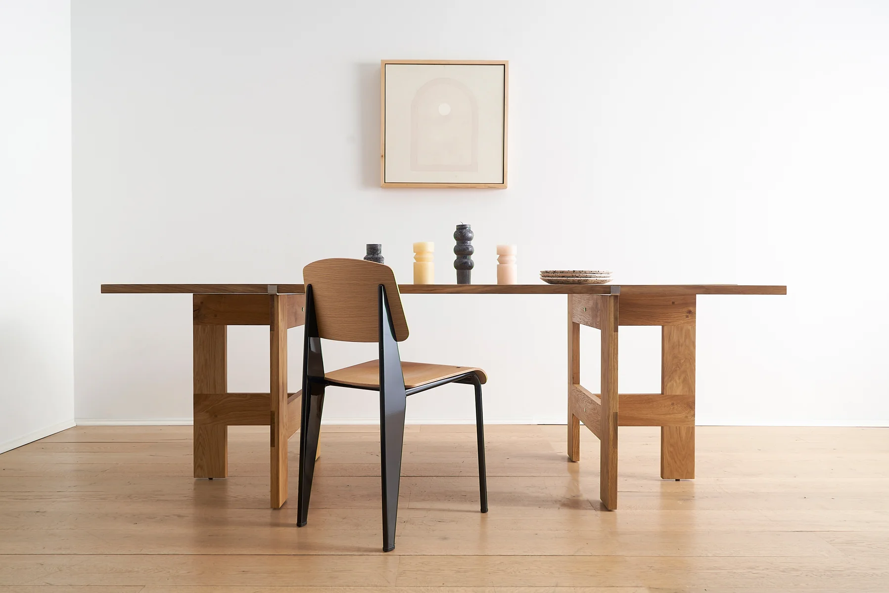 Farmhouse Trestle Table, Planks, L2200, Natural Oak