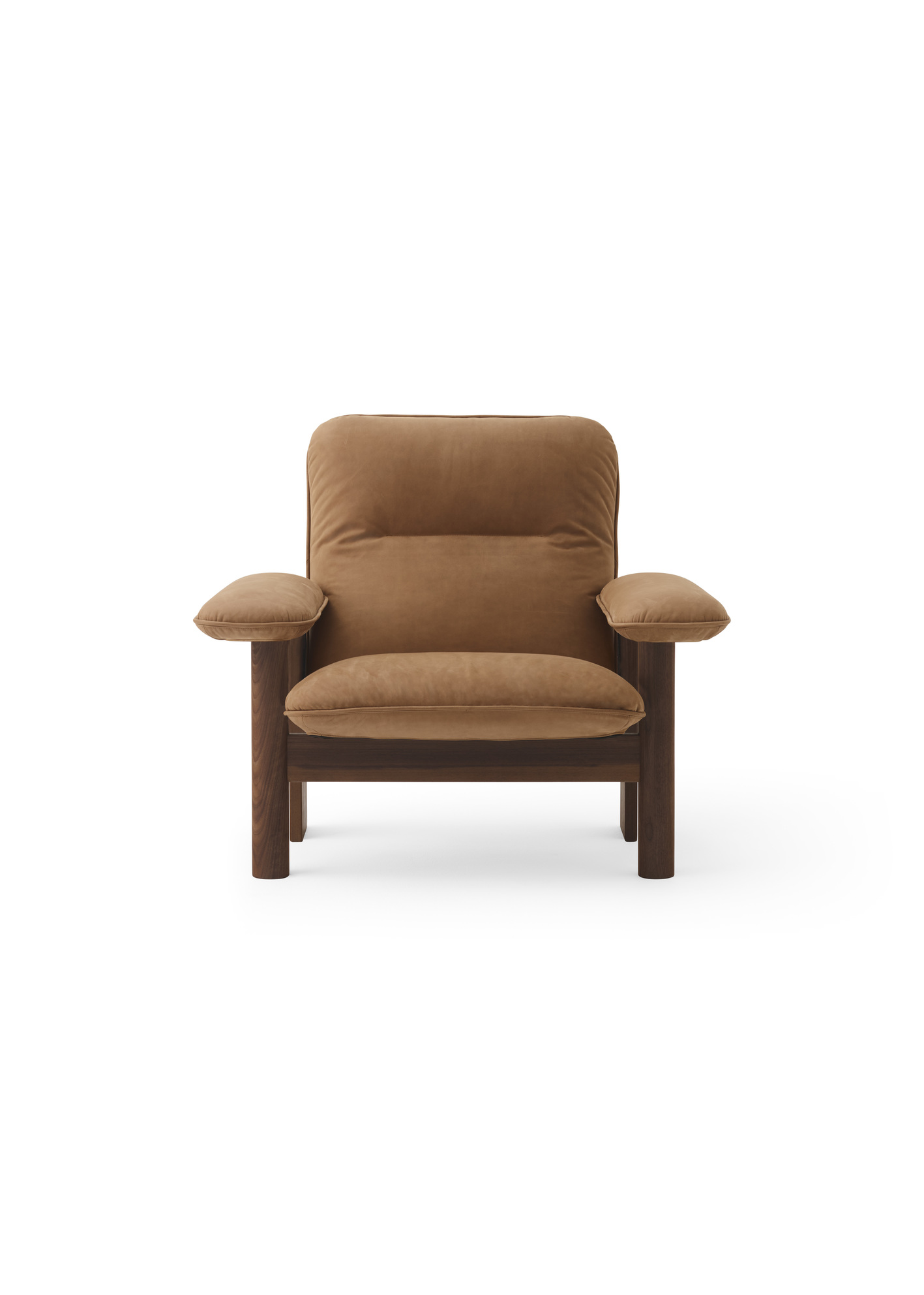 Brasilia Lounge Chair, Dark Stained Oak Base, Dunes Camel 21004