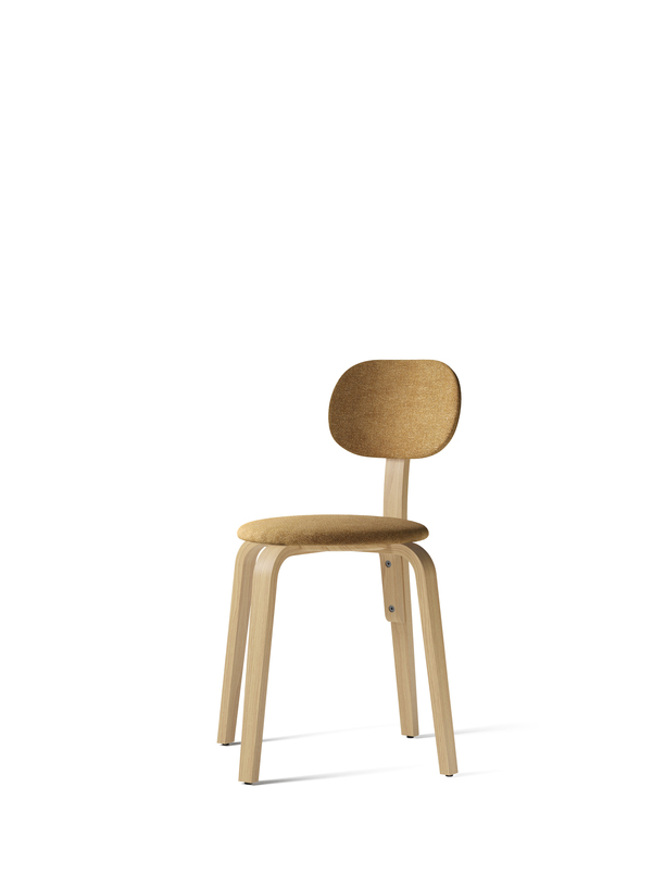 Afteroom Plywood Dining Chair, Upholstered Seat and Back, Natural Oak, Moss 022