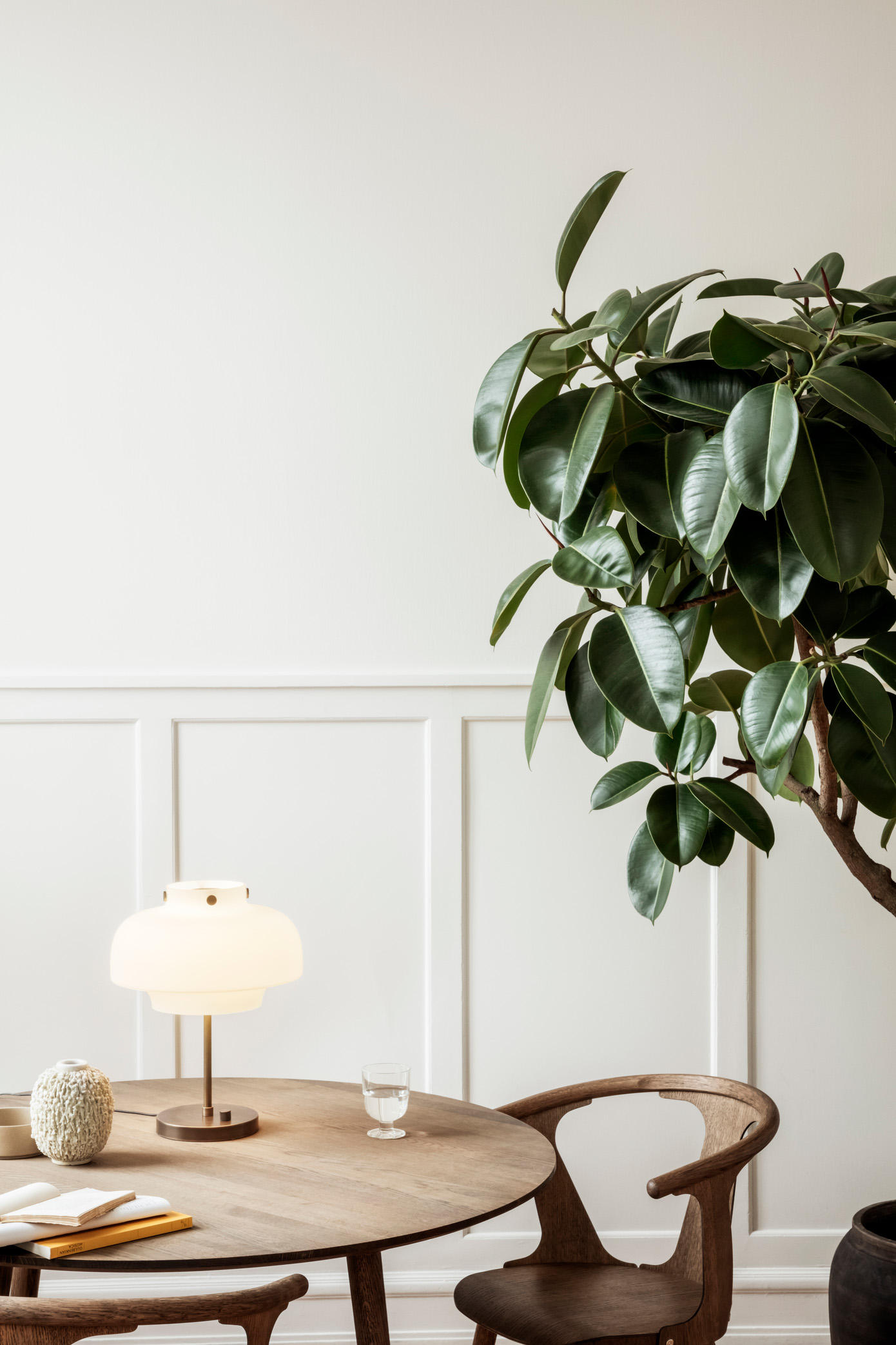 Copenhagen Table Lamp SC13, Satinized Opal Glass / Bronzed Brass