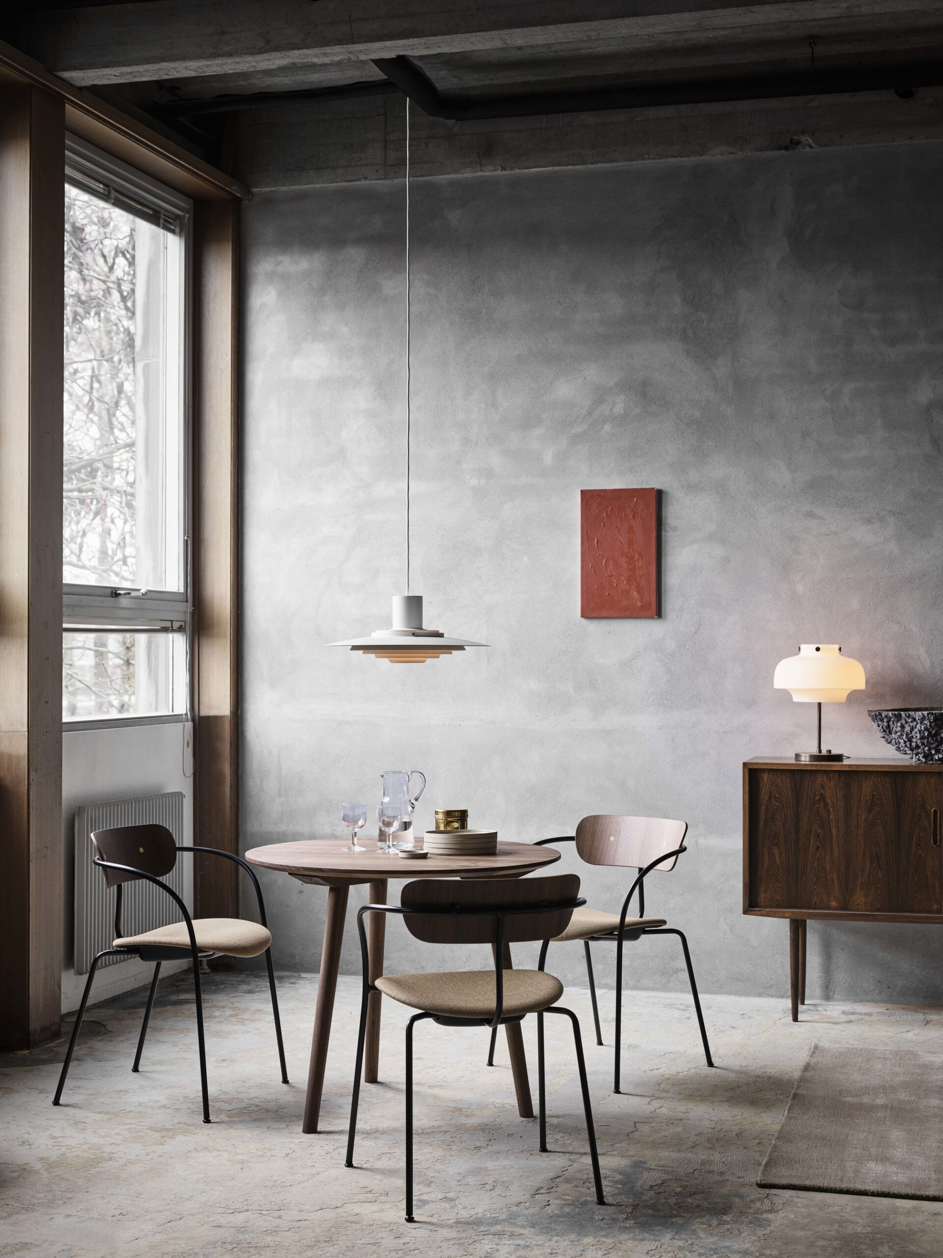 Copenhagen Table Lamp SC13, Satinized Opal Glass / Bronzed Brass