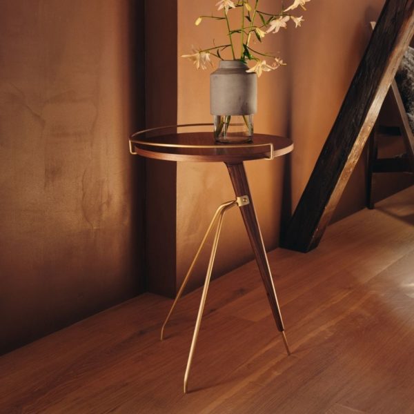 Umanoff Side Table, 60, Walnut / Brushed Brass