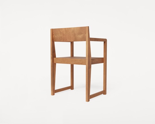 Armest Chair 01, Warm Brown Wood Frame / Seat