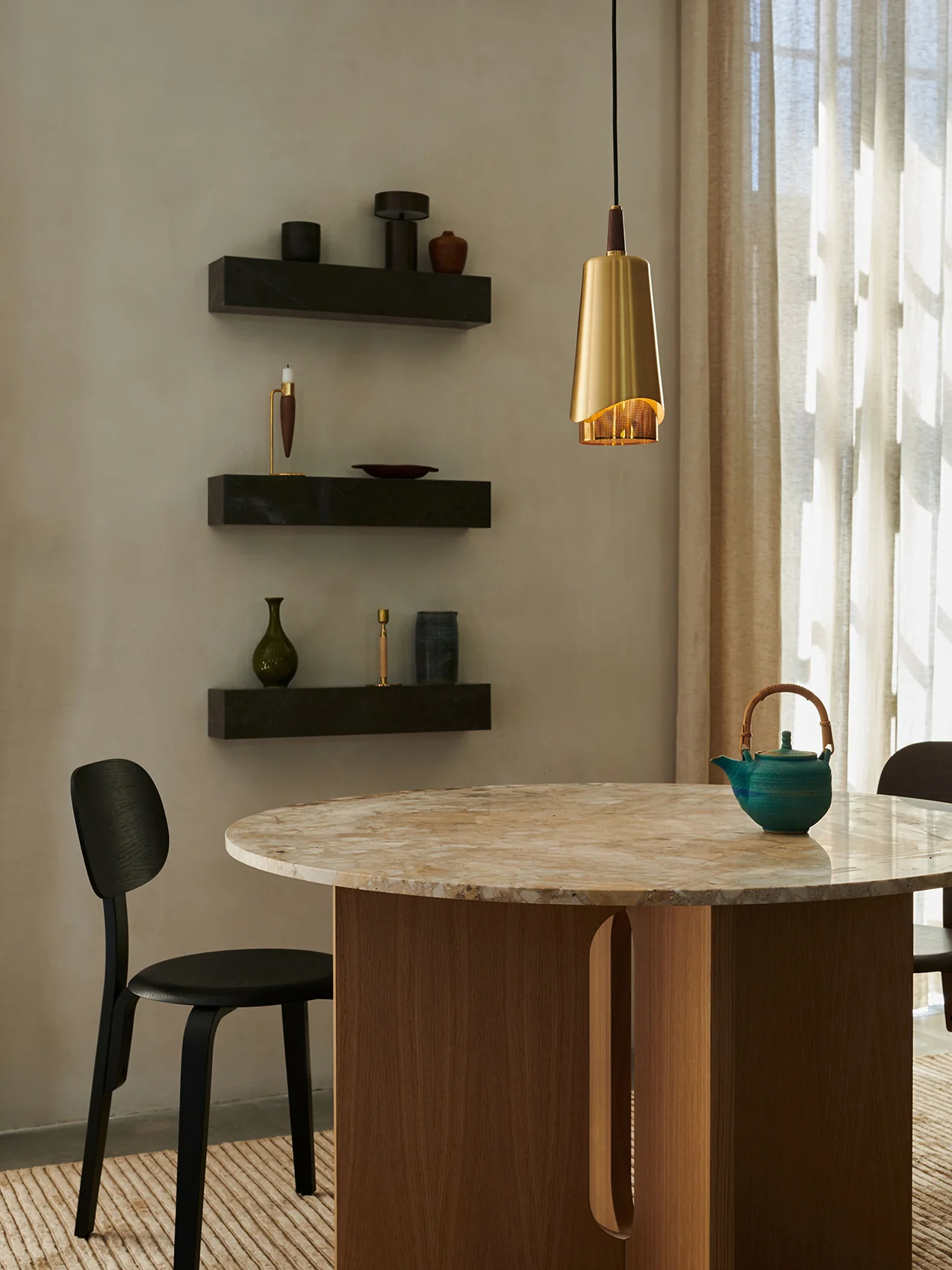 Umanoff Pendant, Brass, Walnut