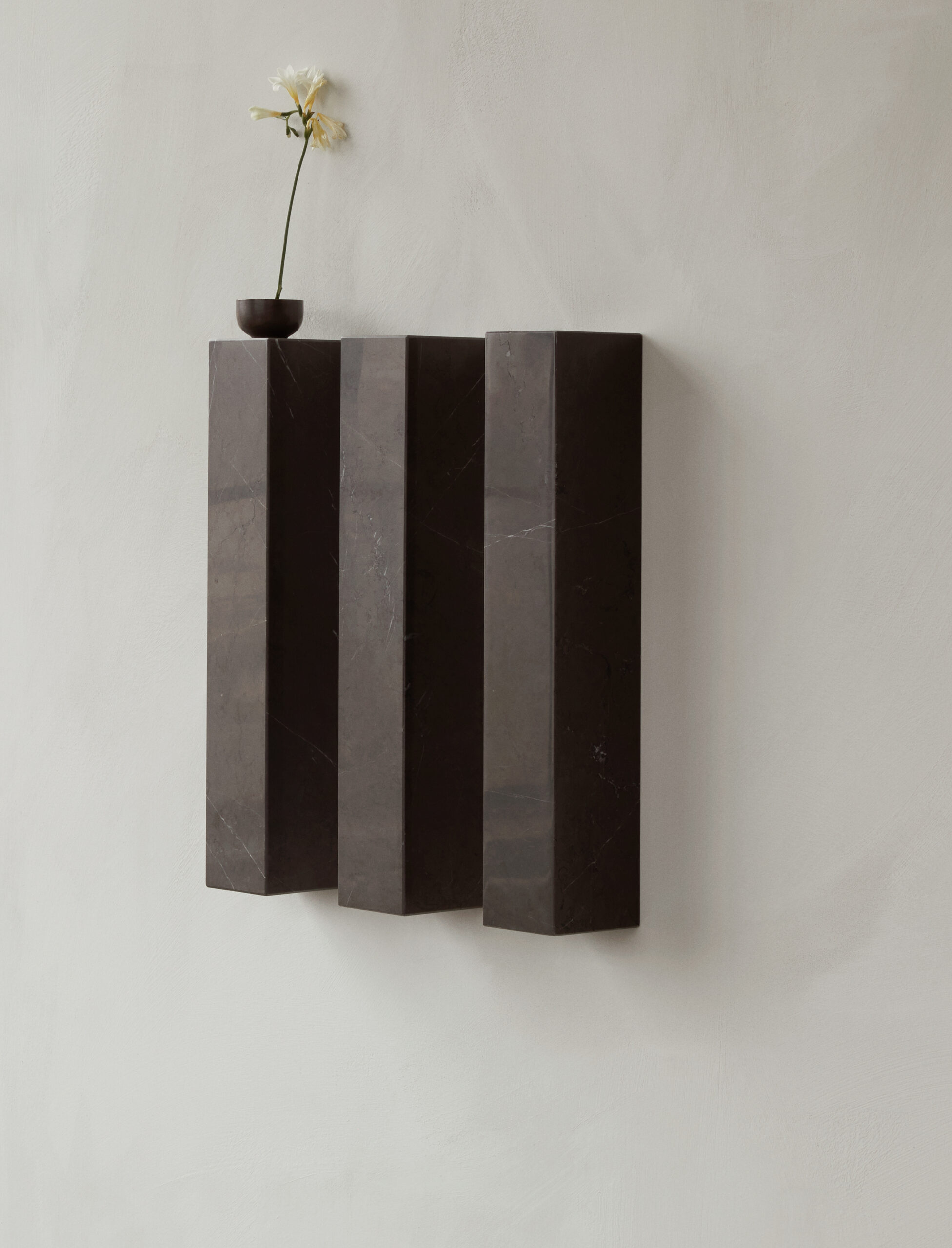 Plinth Shelf, Grey Kendzo Marble