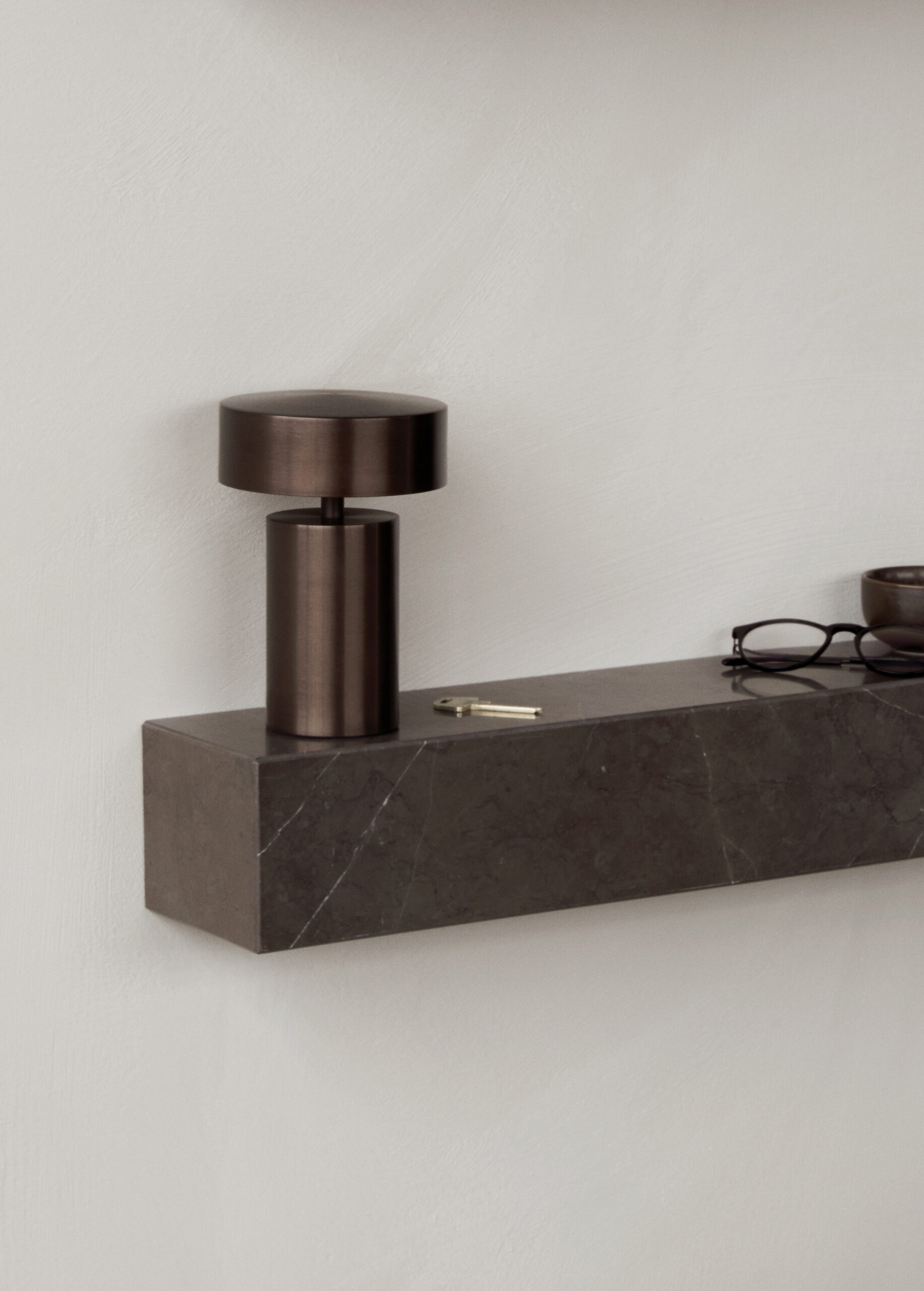 Plinth Shelf, Grey Kendzo Marble