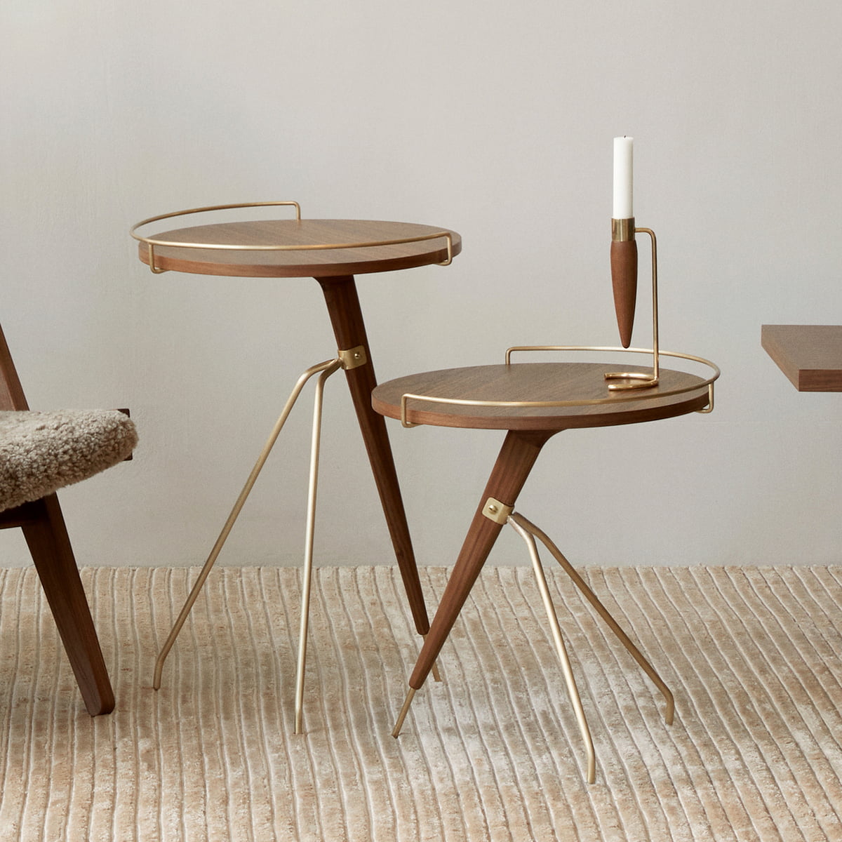 Umanoff Side Table, 60, Walnut / Brushed Brass