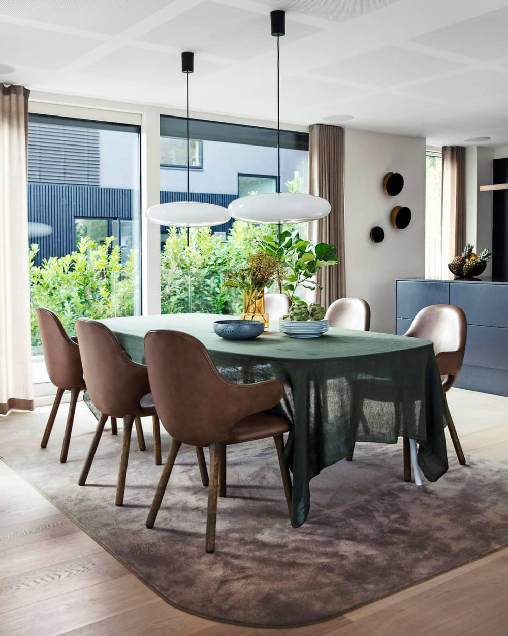 Model 2065 Pendant, White Diffuser, Black Hardware, Black Cable