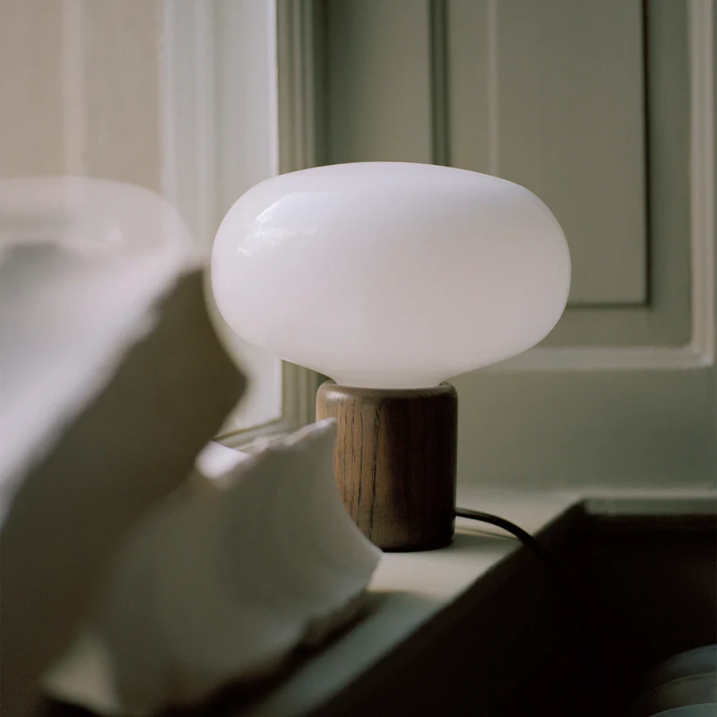 Karl-Johan Table Lamp, Smoked Oak w. White Opal Glass