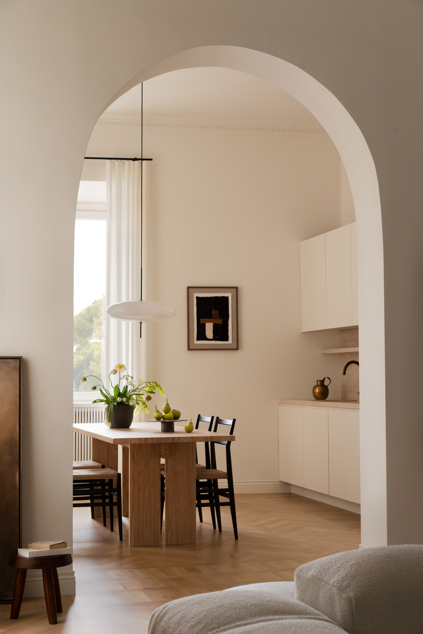 Model 2065 Pendant, White Diffuser, Black Hardware, Black Cable