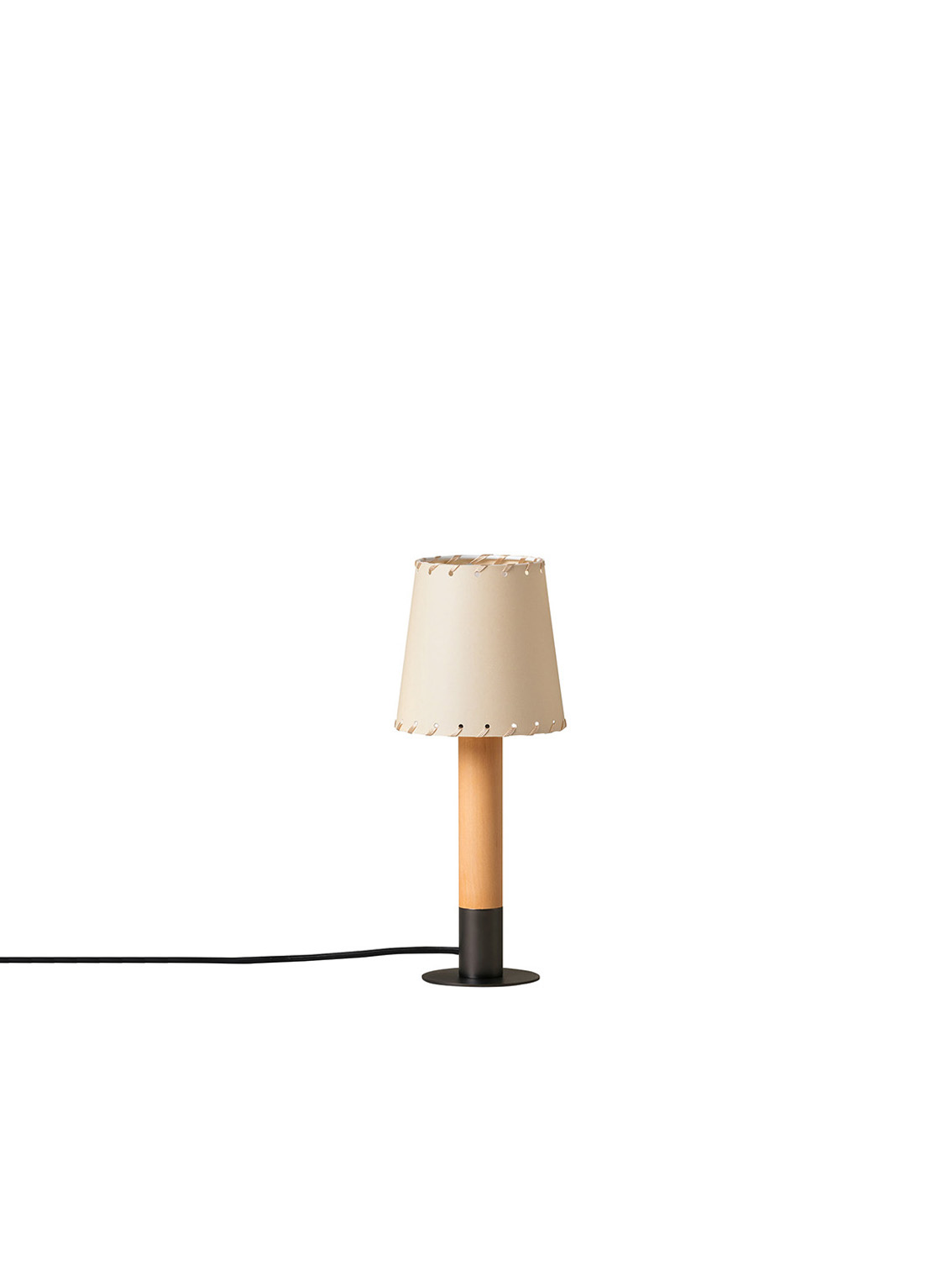 Basica Minima, Stitched Beige Parchment Lampshade/Bronze Base