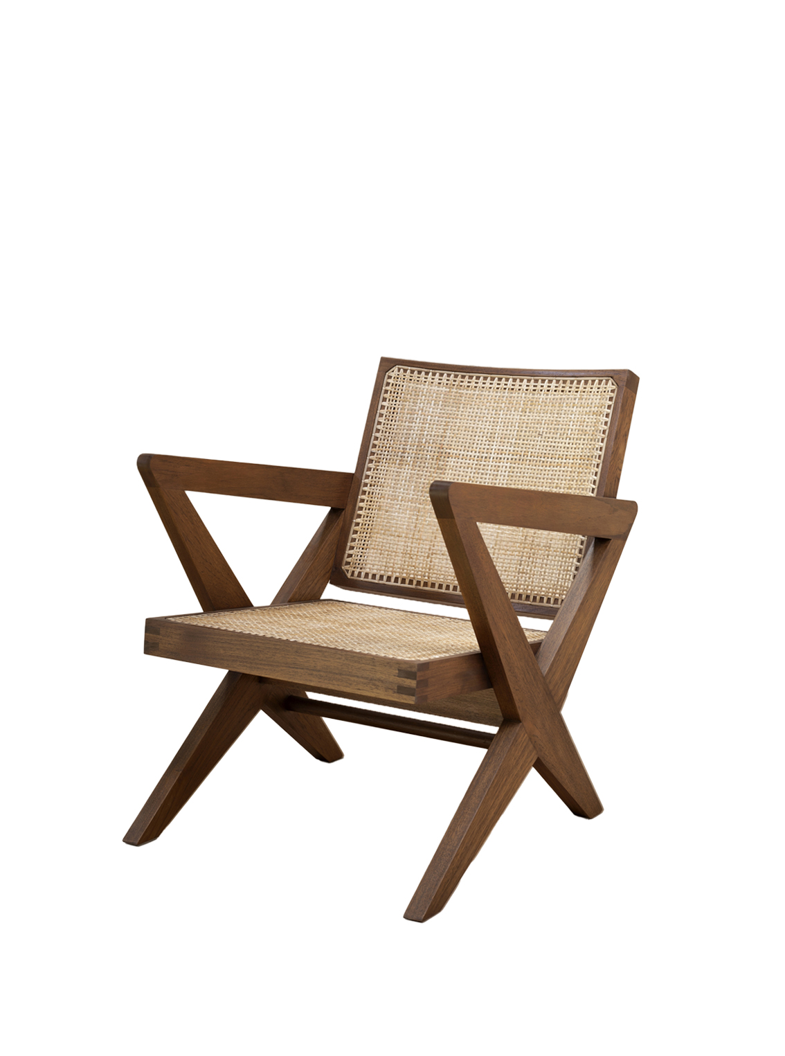 Cross Easy Chair, Natural Teak / Dark Stained Teak Wool