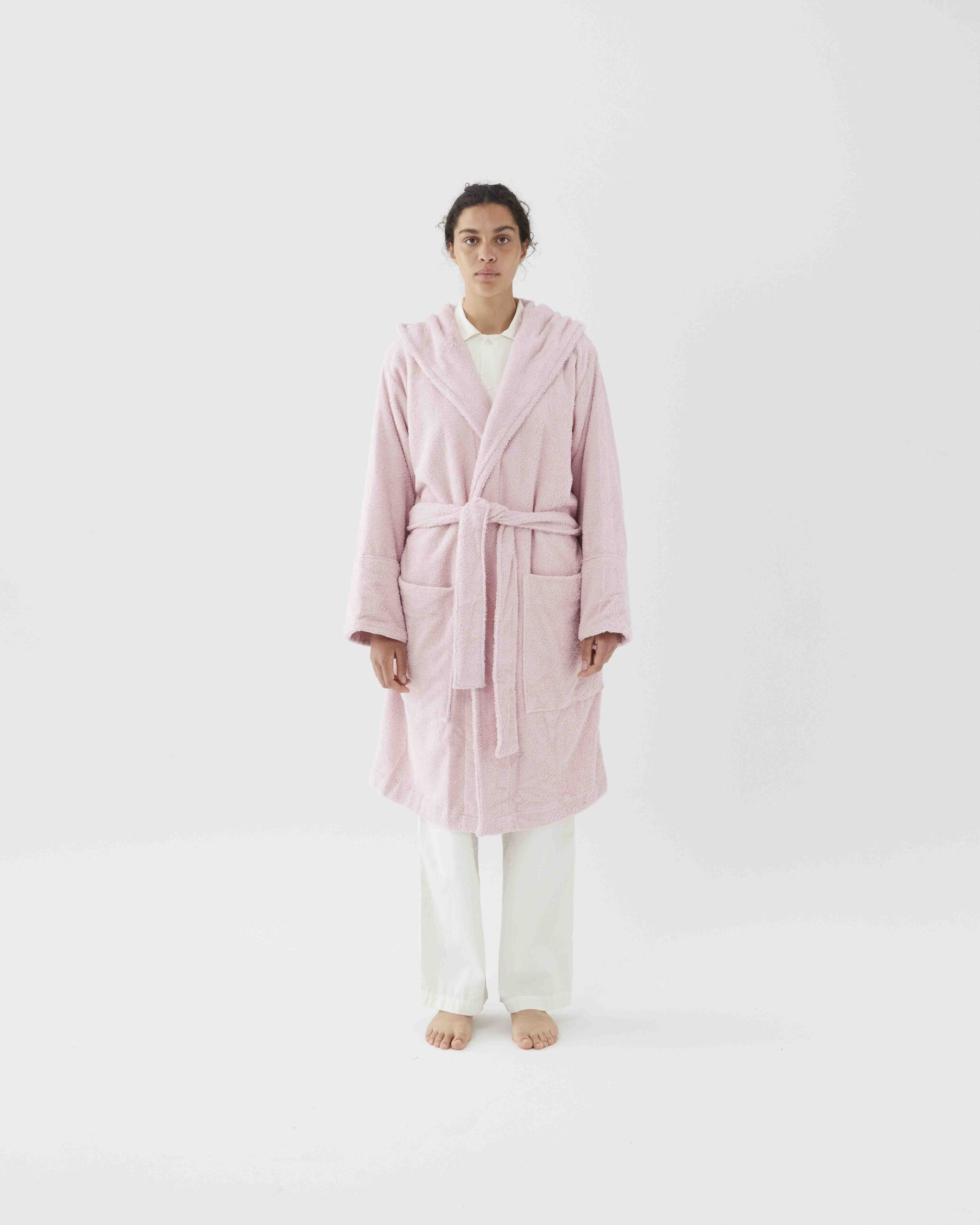 Hooded Bathrobe – Solid, Size 2, Stella Pink