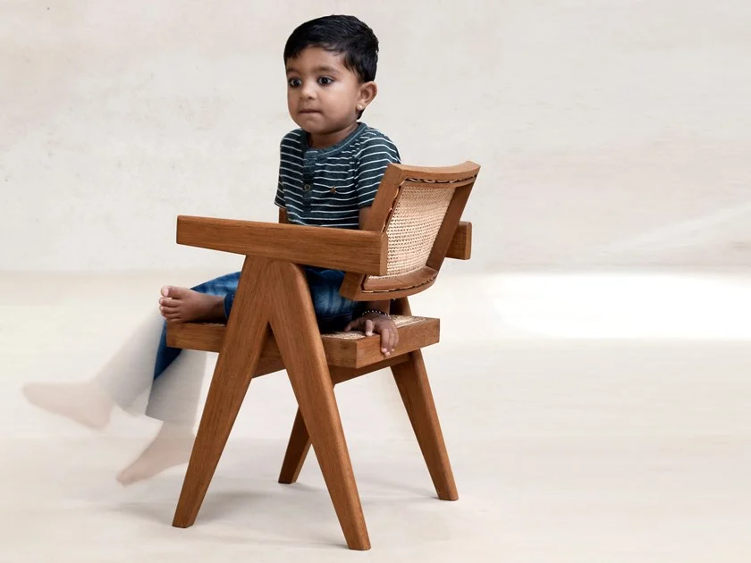 Office Chair (V Leg) – Children’s Edition, Natural Teak / Dark Stained Teak