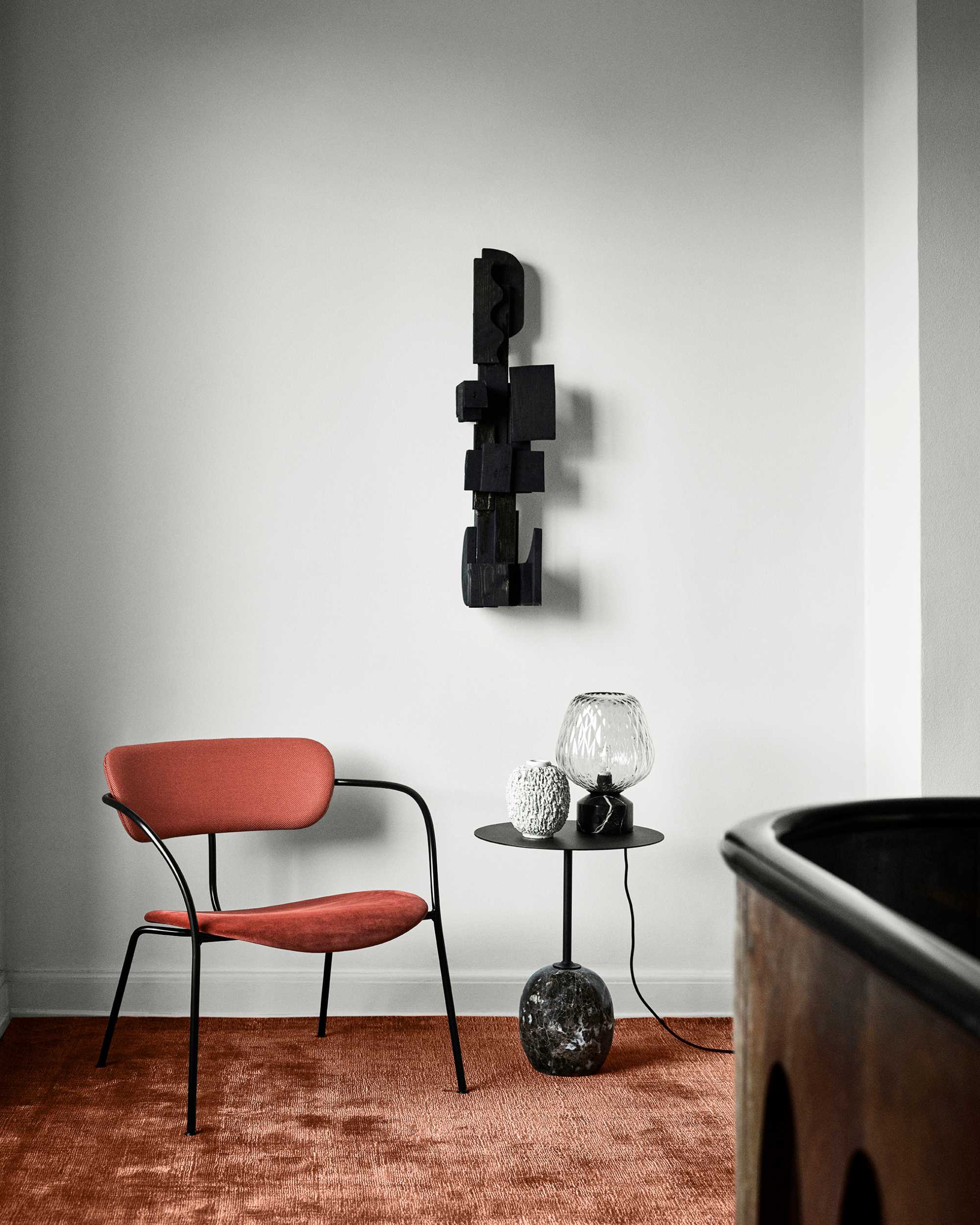 Blown Table Lamp SW6, Nero Marquina / Silver Lustre