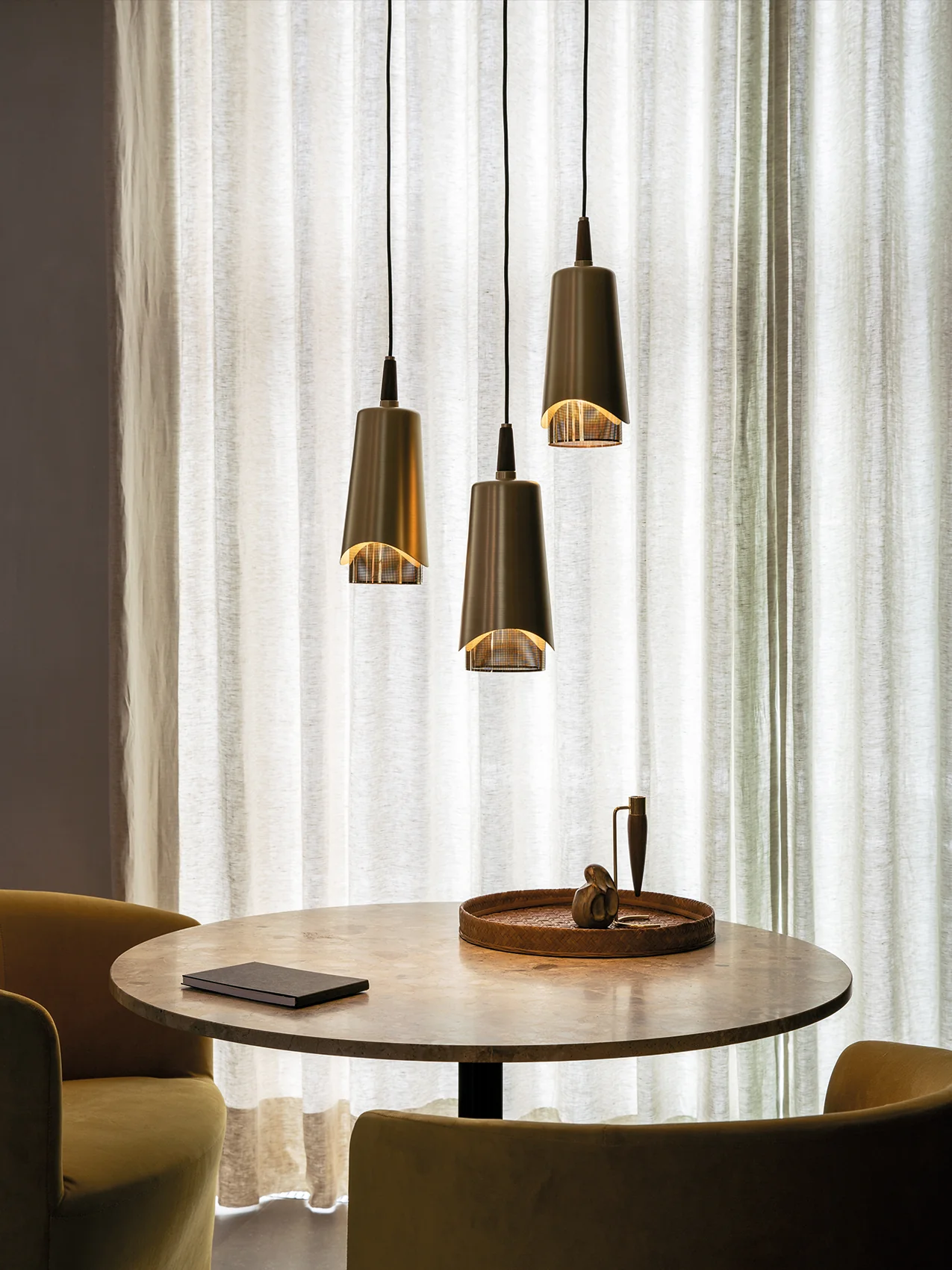 Umanoff Pendant, Brass, Walnut