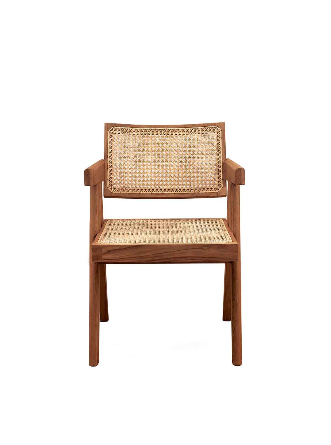 Office Chair (V Leg), Natural Teak / Dark Stained Teak Wool