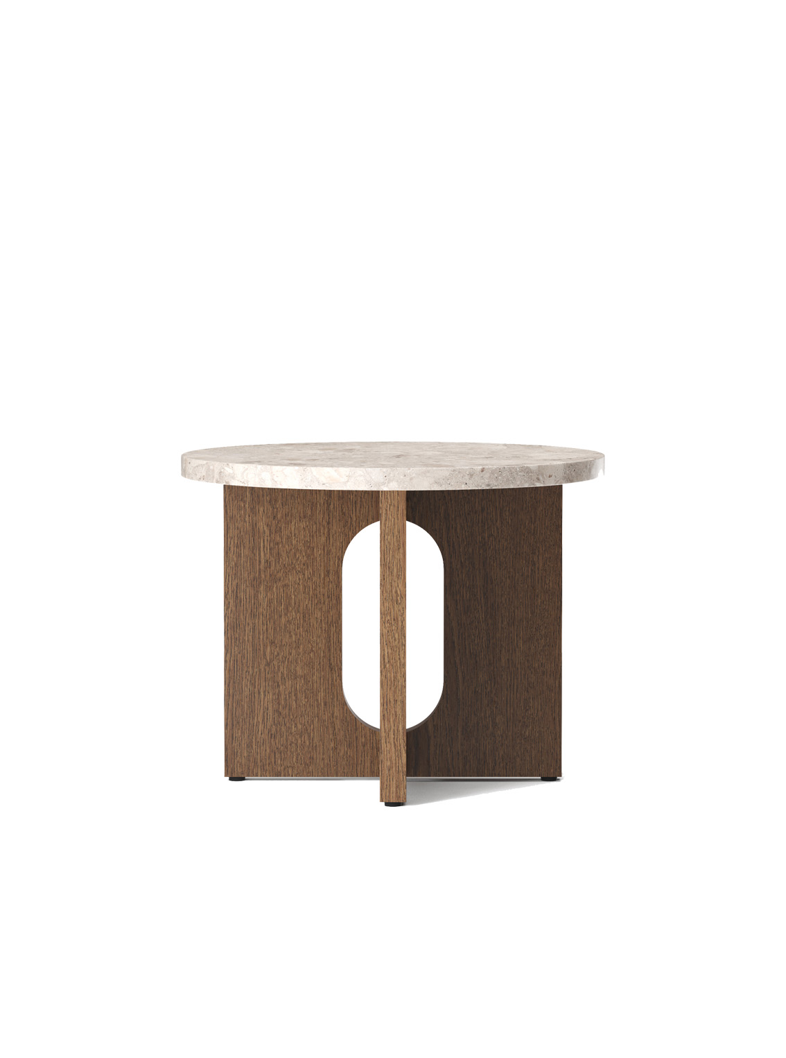 Androgyne Side Table, Dia 50, Oak Base, Kunis Breccia Tabletop
