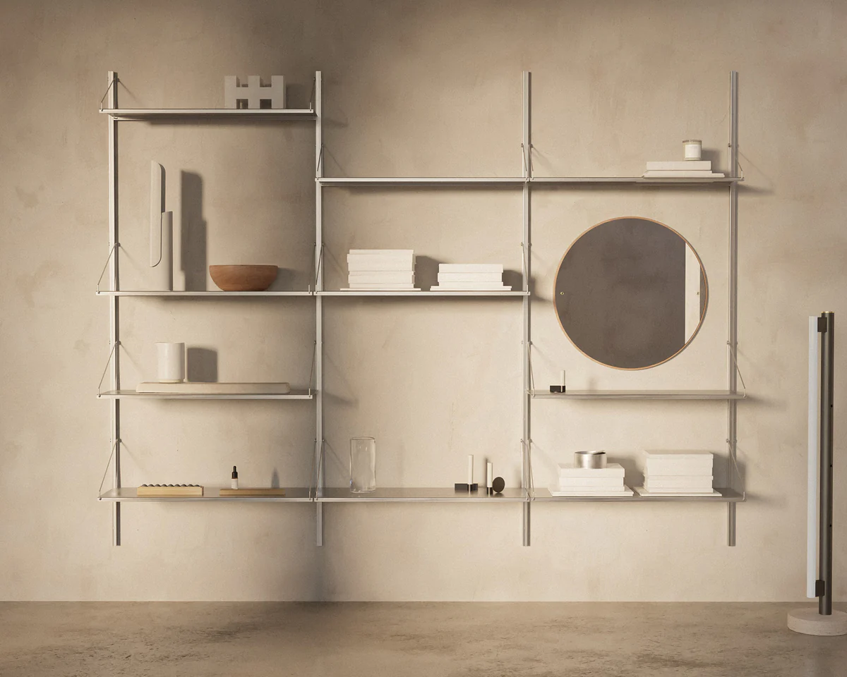 Shelf Library, Triple Section, Stainless Steel, H1852 x W80CM