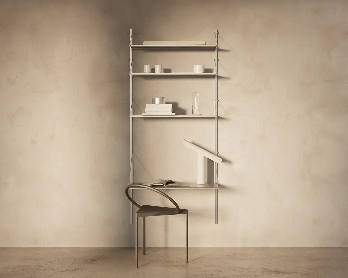 Shelf Library, Desk Section, Stainless Steel, H1852 x W80CM