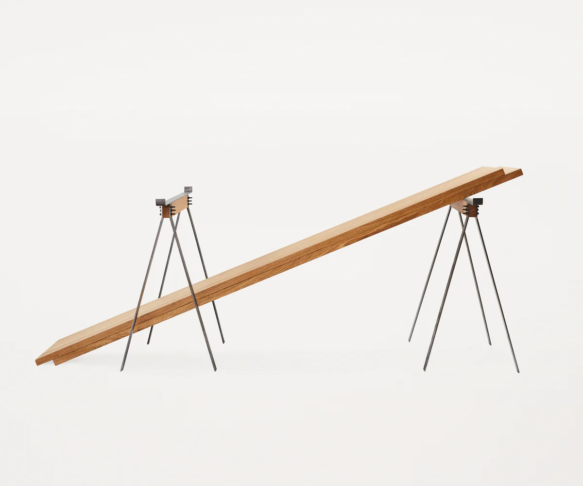 Trestle Table, Blackened Steel / Oak