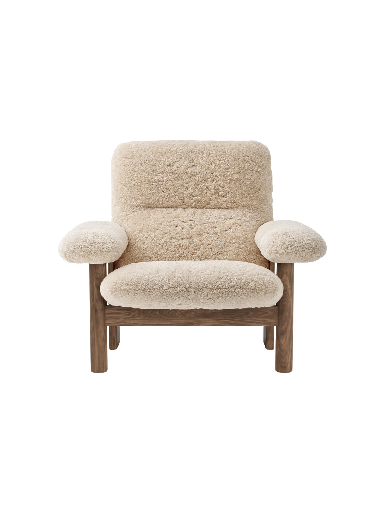 Brasilia Lounge Chair, Natural Oak Base, High Back, Sheepskin