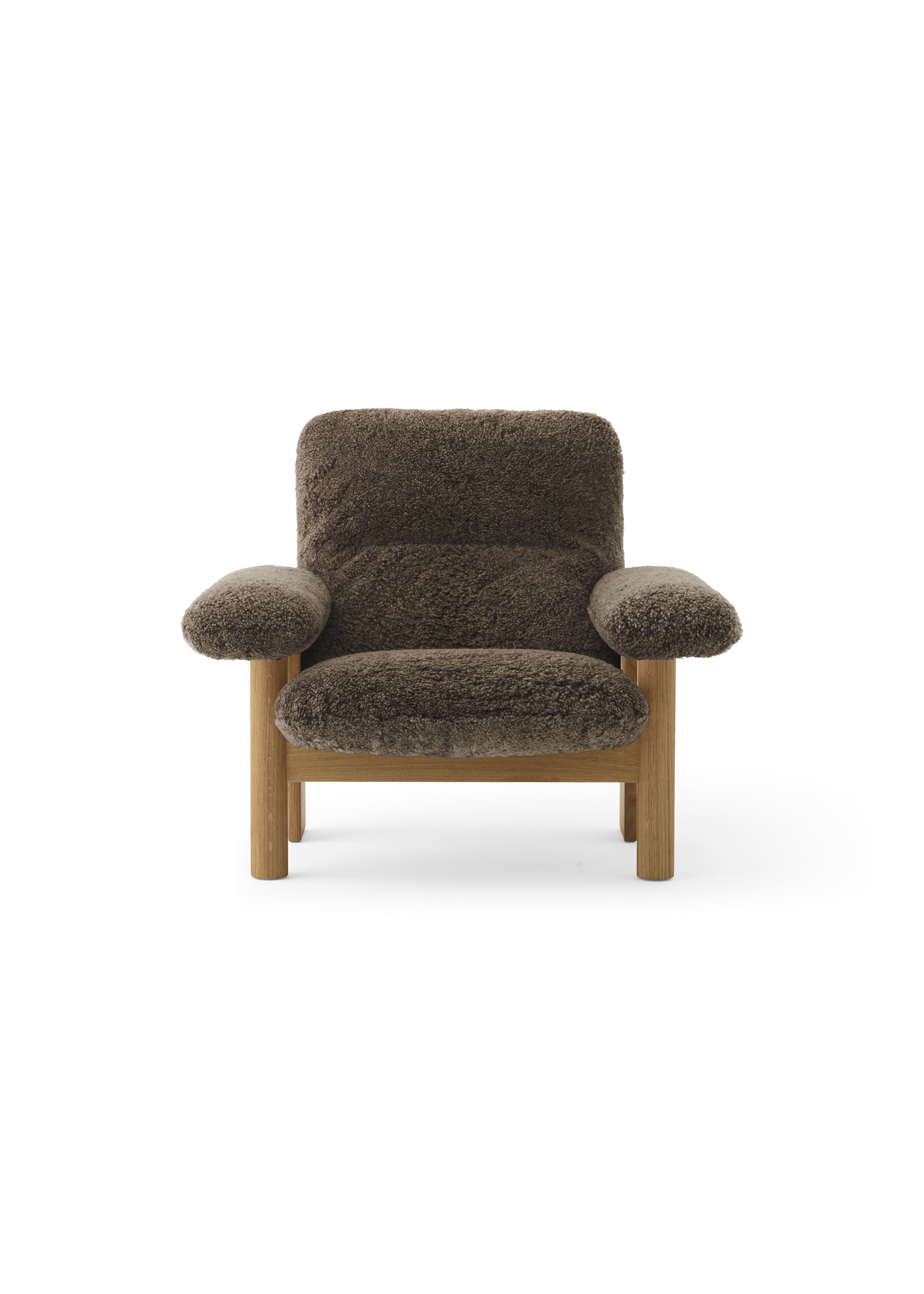 Brasilia Lounge Chair, Natural Oak Base, High Back, Sheepskin