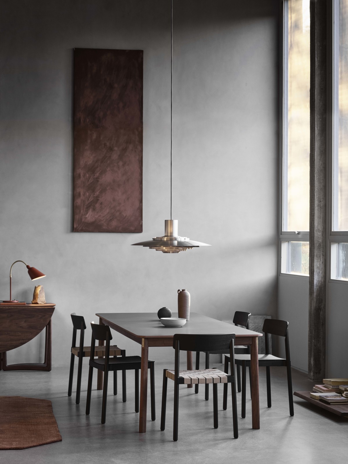 Patch Table HW1, Nano Laminate Fenix Grigio Londra 0718 / Smoked Oak / Brass fittings