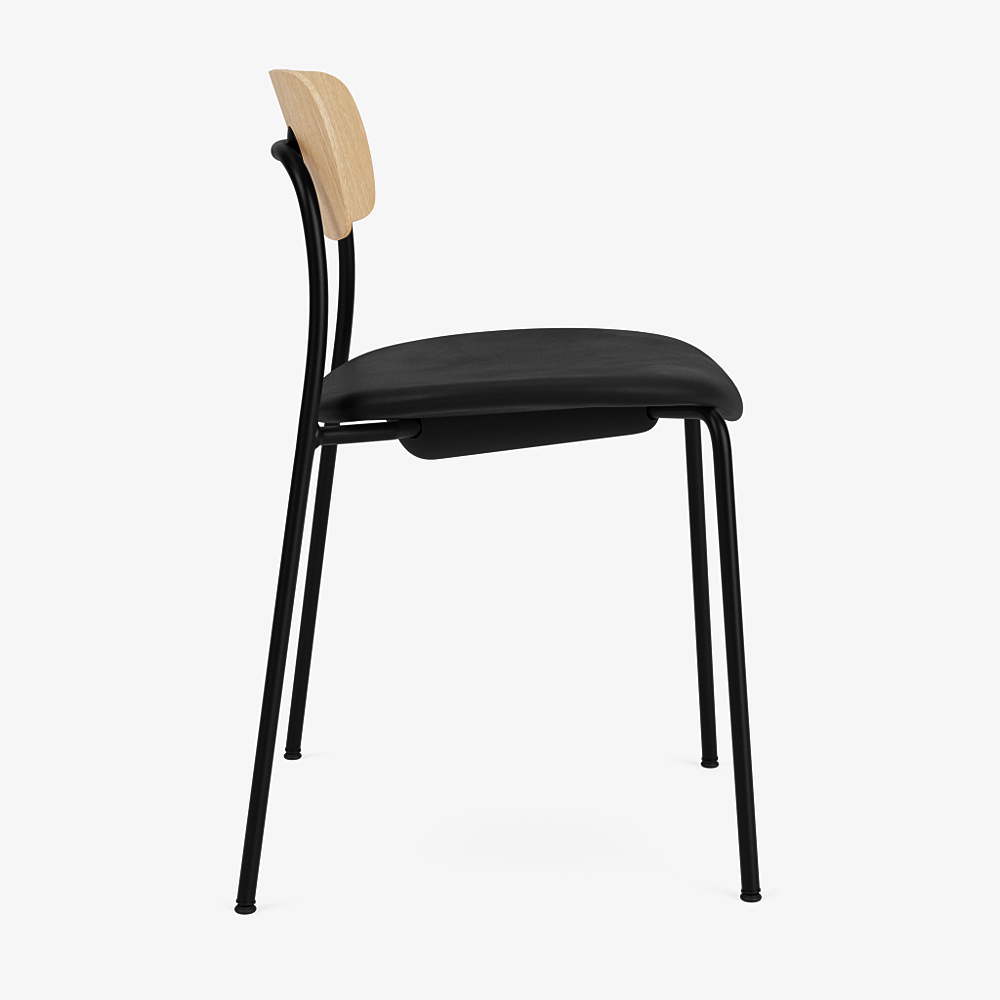 Pavilion Chair AV3, Tailor 0100, Seat Upholstery, Black Base / Oak