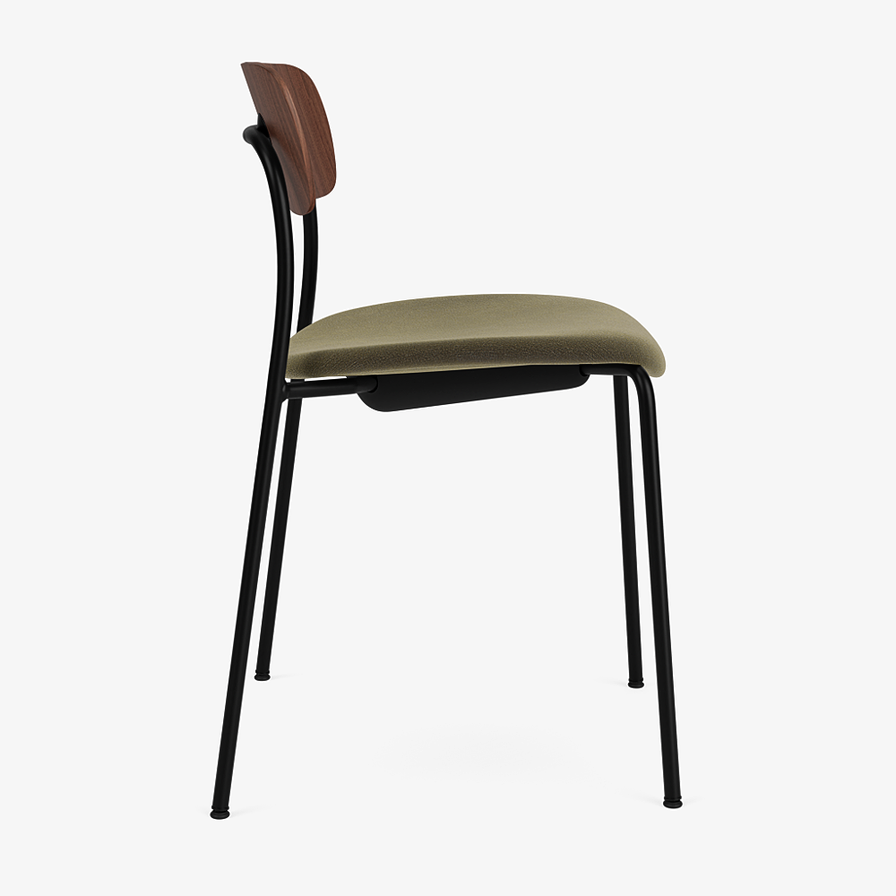 Pavilion Chair AV3, Velvet, Seat Upholstery, Black Base / Walnut