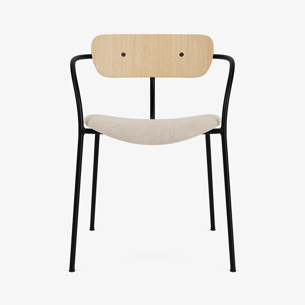 Pavilion Chair AV4, With Armrest, Maple, Seat Upholstery, Black Base / Oak