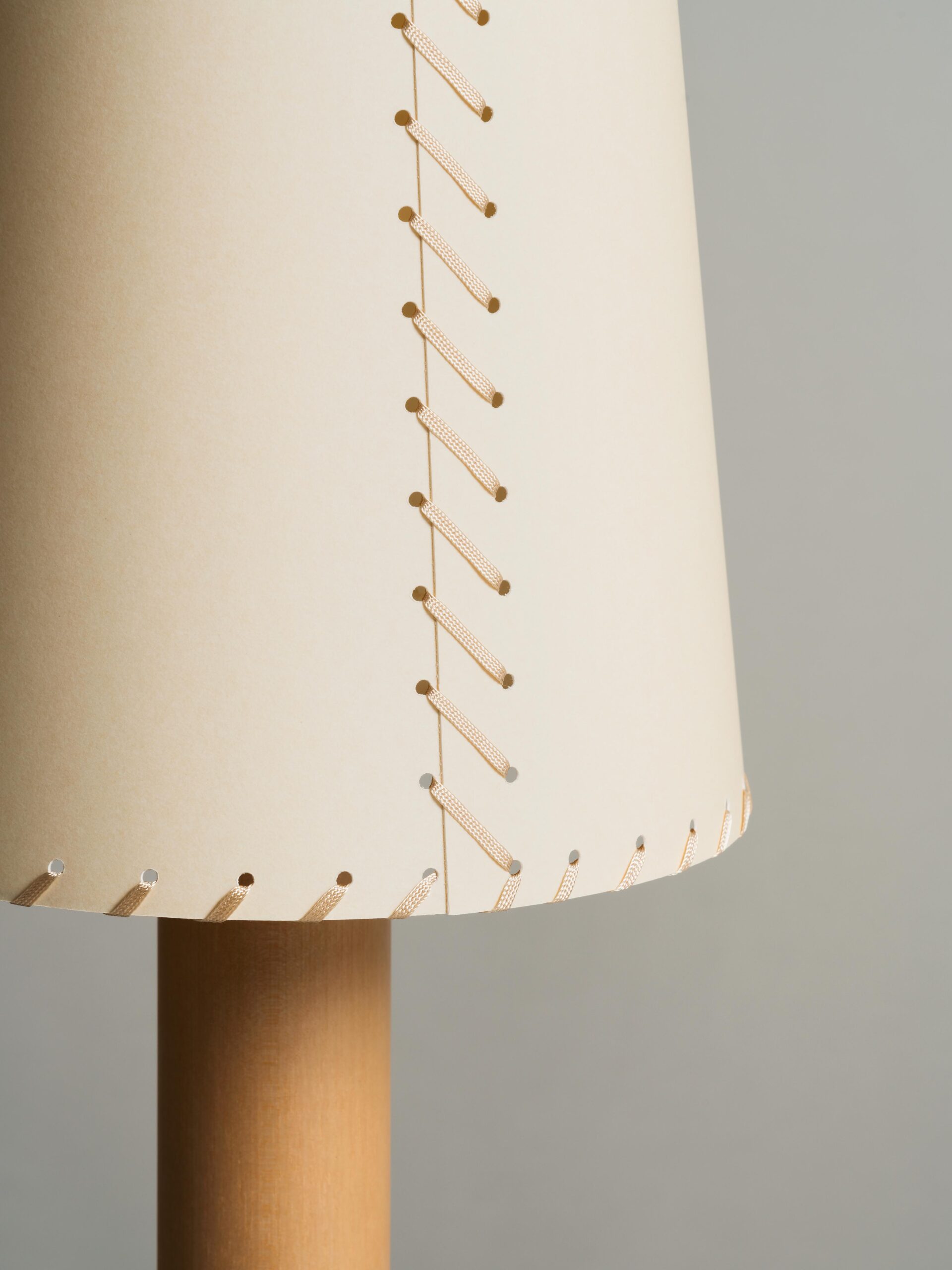 Basica M2 Table Lamp, Stitched Beige Parchment Lampshade/Bronze Base