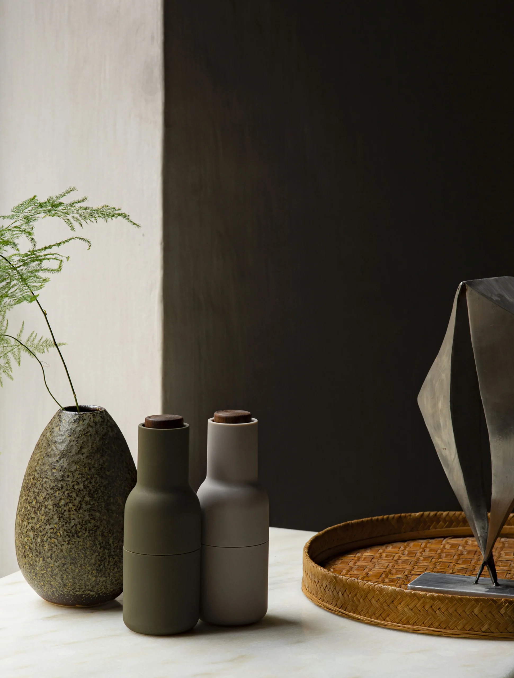 Bottle Grinder, Hunting Green/Beige, Walnut, 2-pack