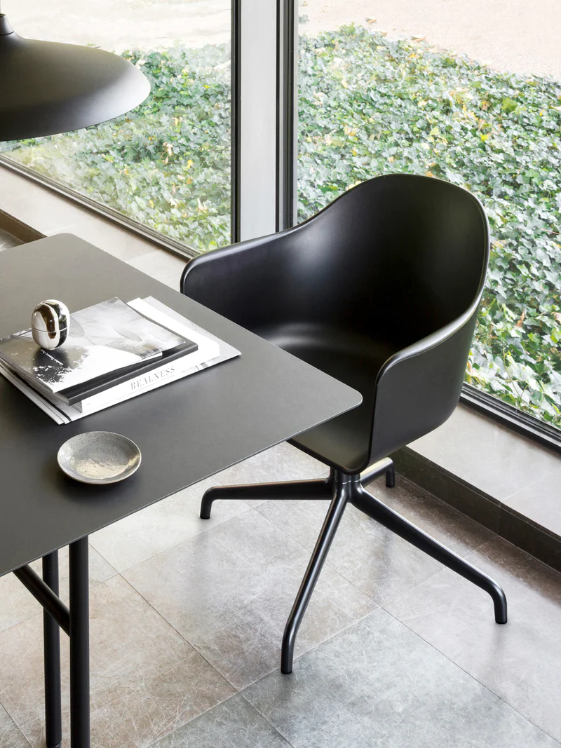 Harbour Dining Chair, Star Base with Swivel, Plastic, Black