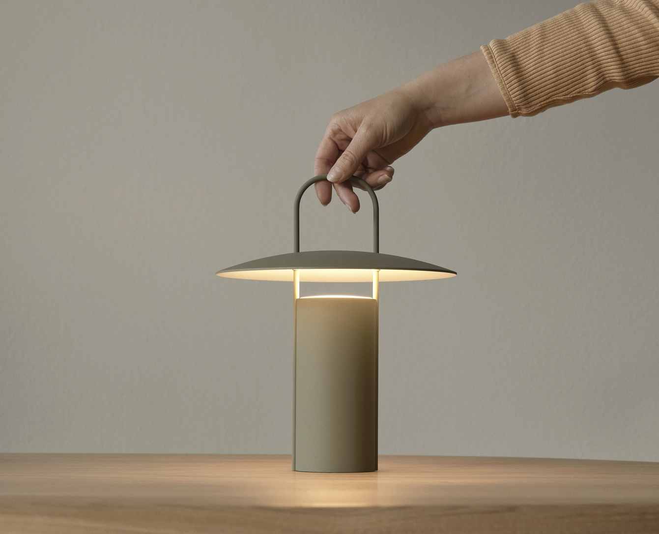 Ray Table Lamp, Portable, Matte Dusty Green