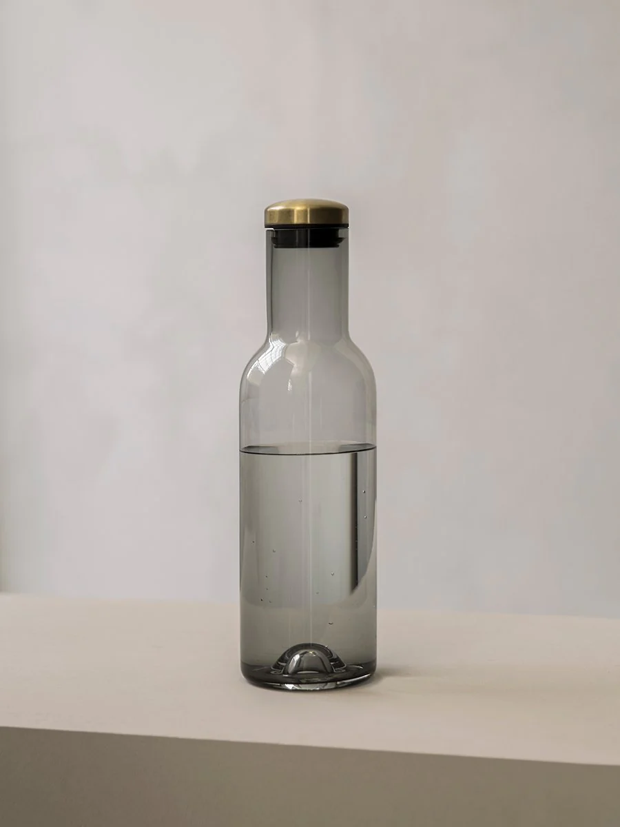 Bottle Carafe, 1L, Smoke/Brass