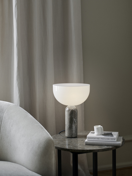 Kizu Table Lamp, Small, Gris du Marais with White Acrylic