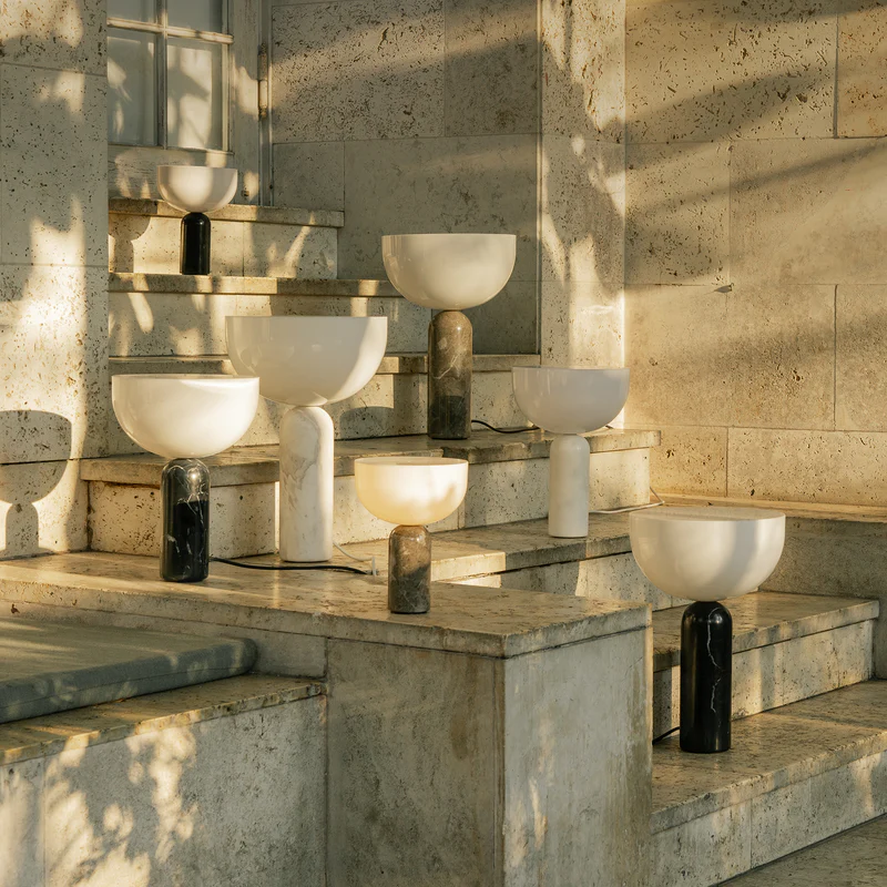 Kizu Table Lamp, Small, Gris du Marais with White Acrylic