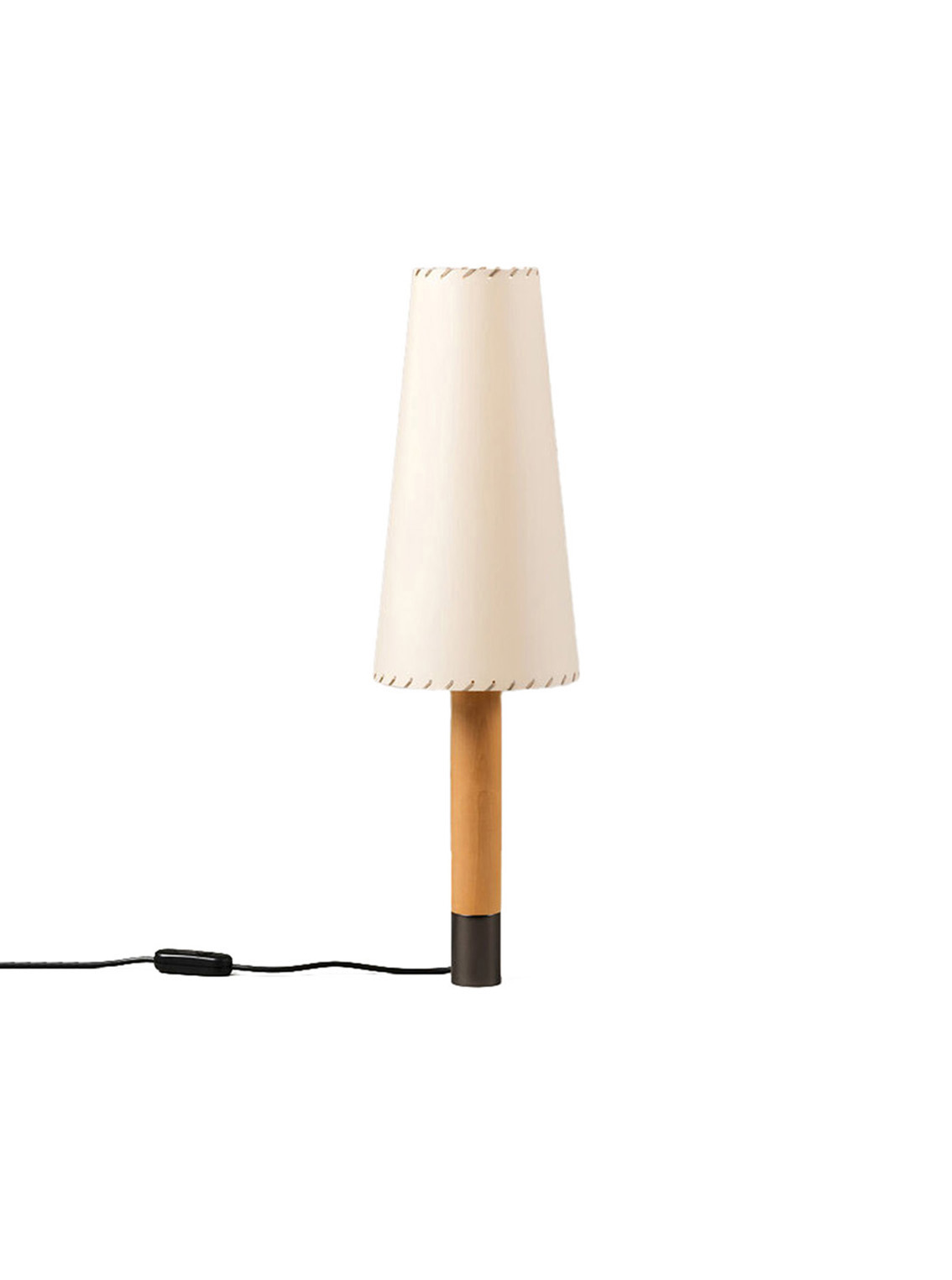 Basica M2 Table Lamp, Stitched Beige Parchment Lampshade/Bronze Base