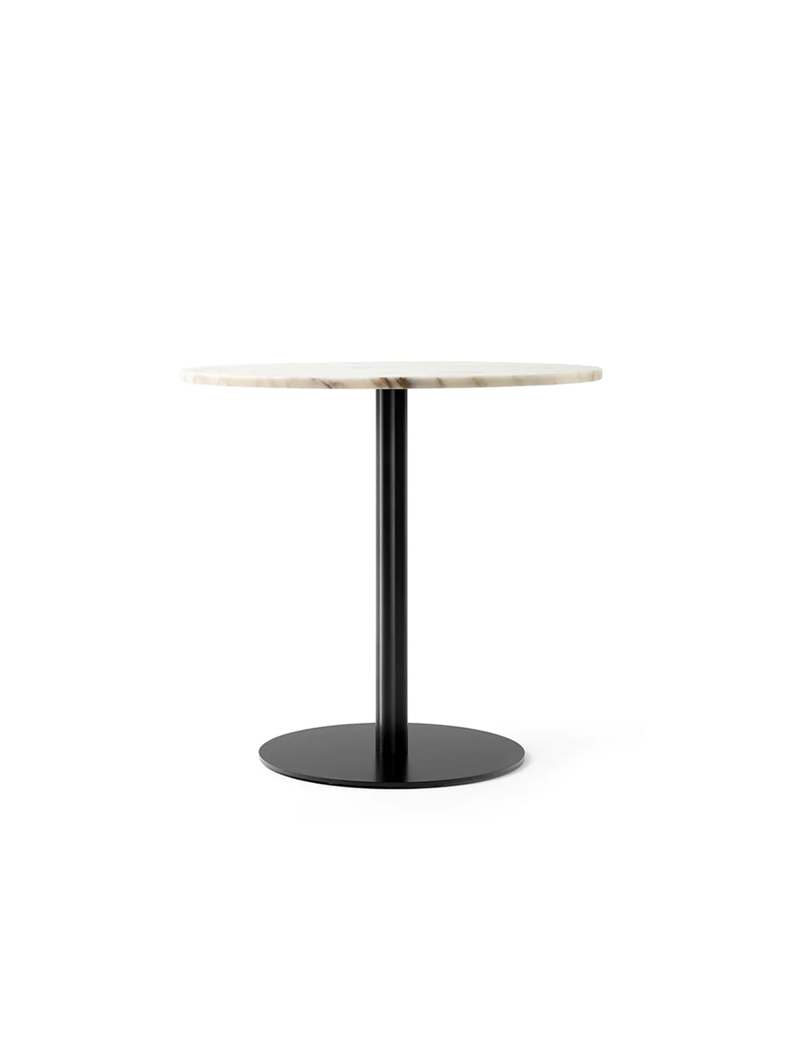 Harbour Column Dining Table, Dia 80, Black Aluminium & Steel / Estremoz Marble
