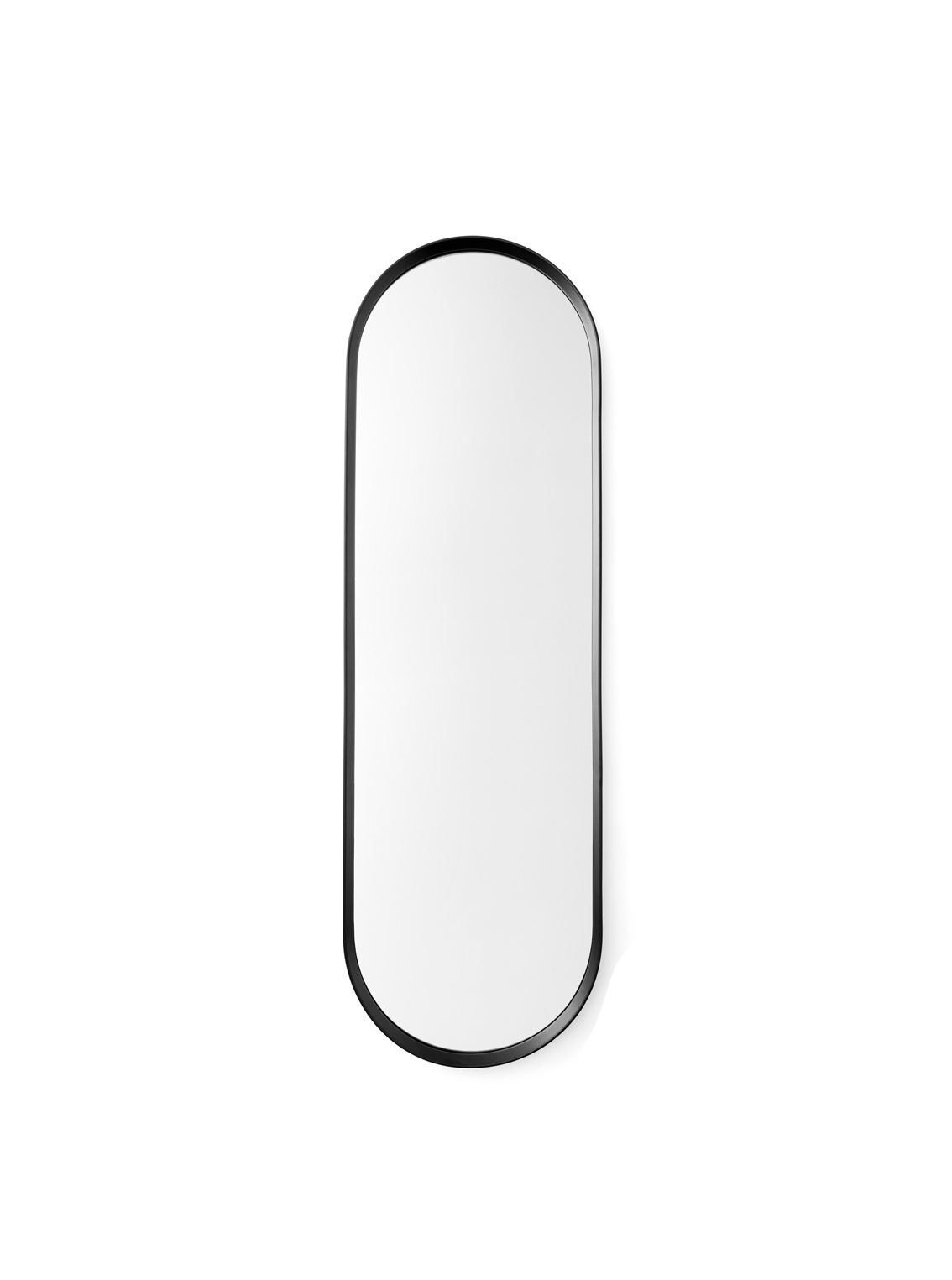 Norm Wall Mirror, Oval, Black Wool