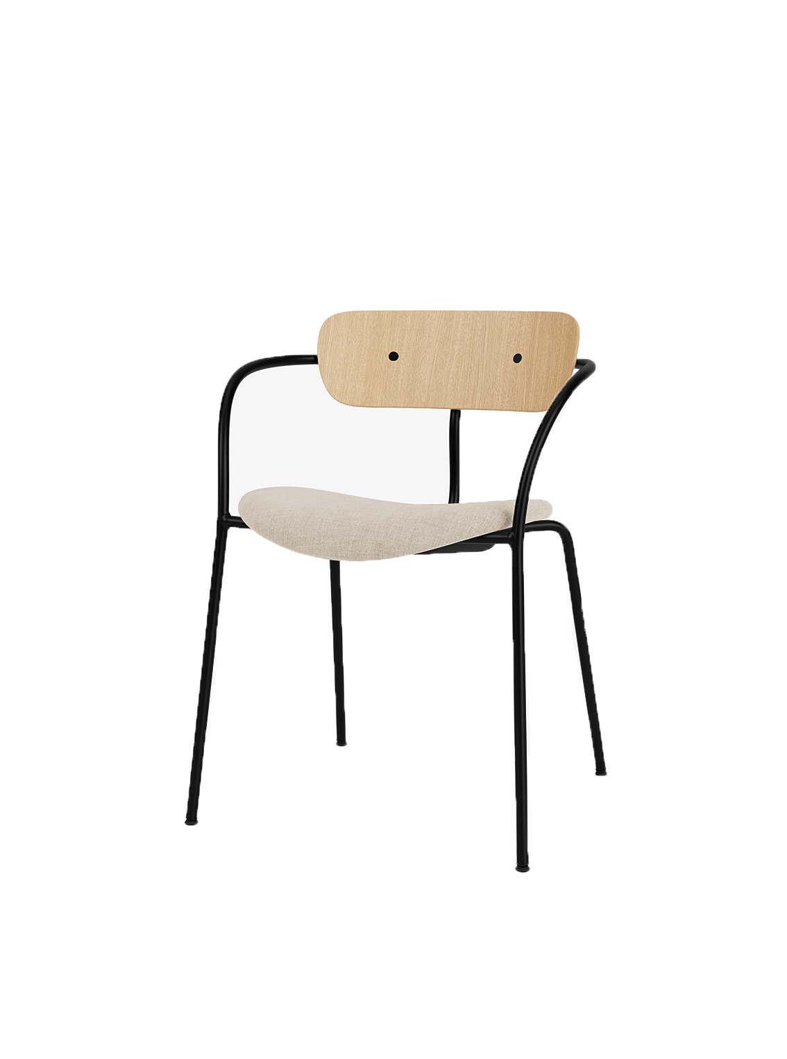 Pavilion Chair AV4, With Armrest, Maple, Seat Upholstery, Black Base / Oak