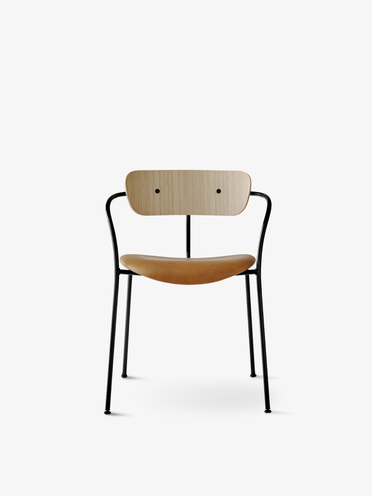 Pavilion Chair AV4, With Armrest, Silk, Seat Upholstery, Black Base / Oak