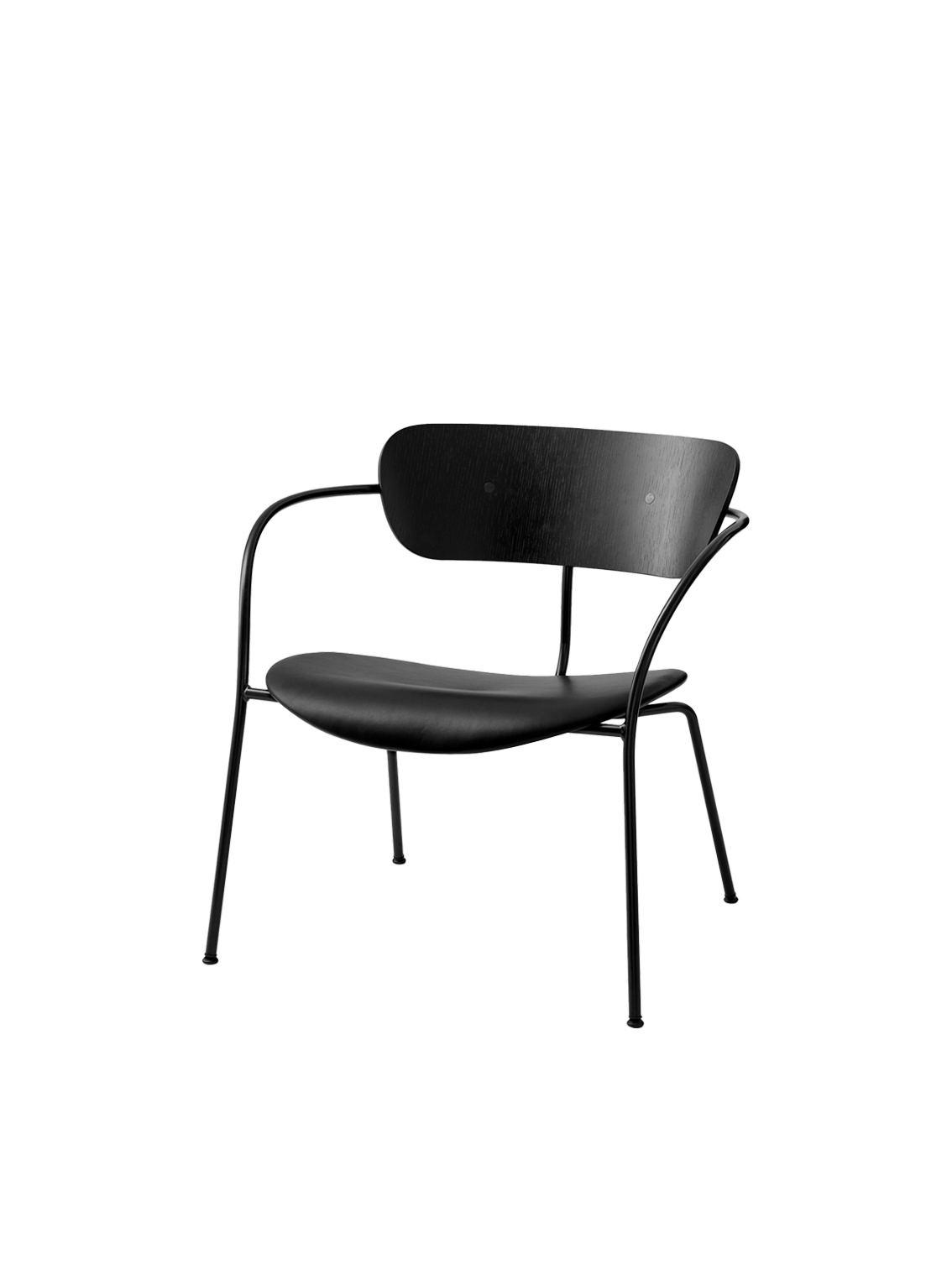 Pavilion Lounge Chair AV6 with armrest, Noble Leather, Seat Upholstery, Black Base / Oak