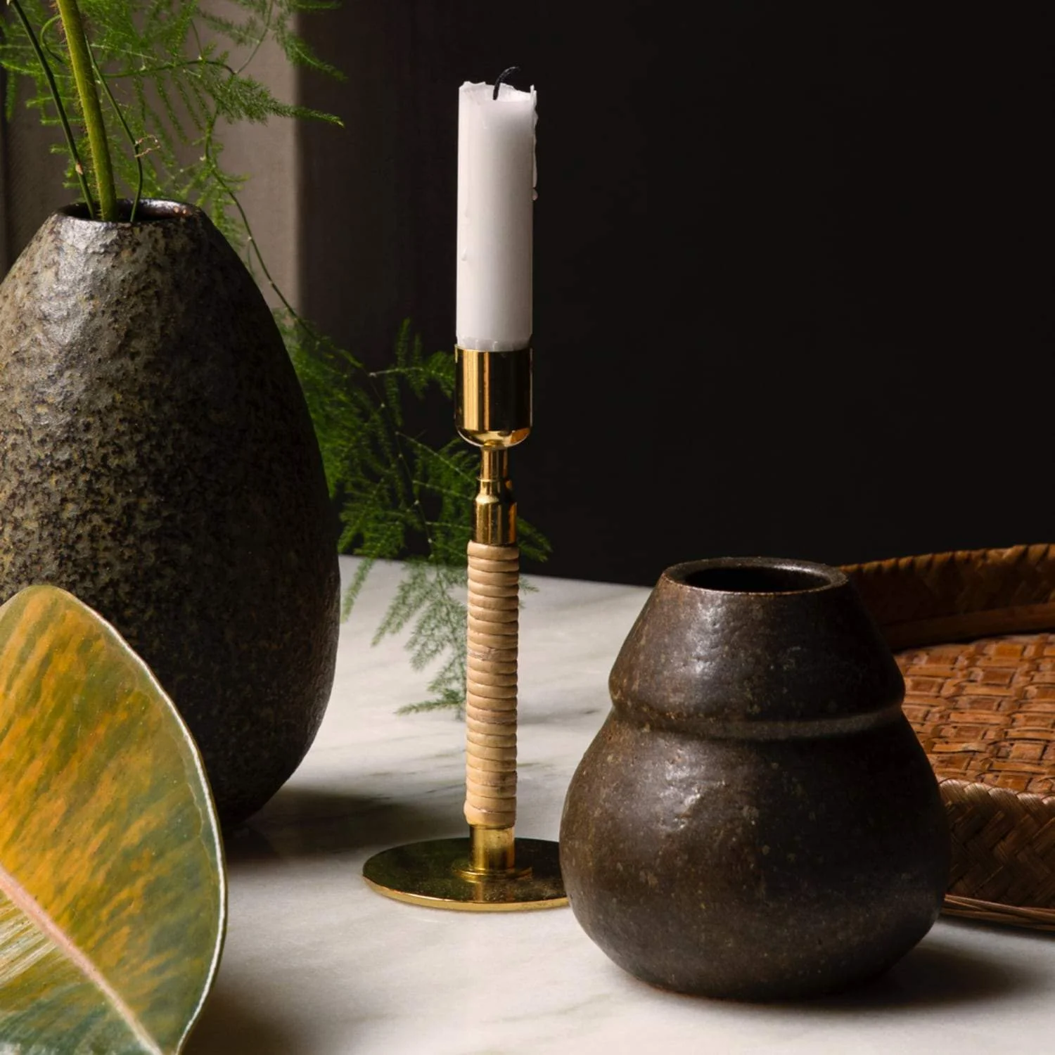 Duca Candleholder, Polished Brass